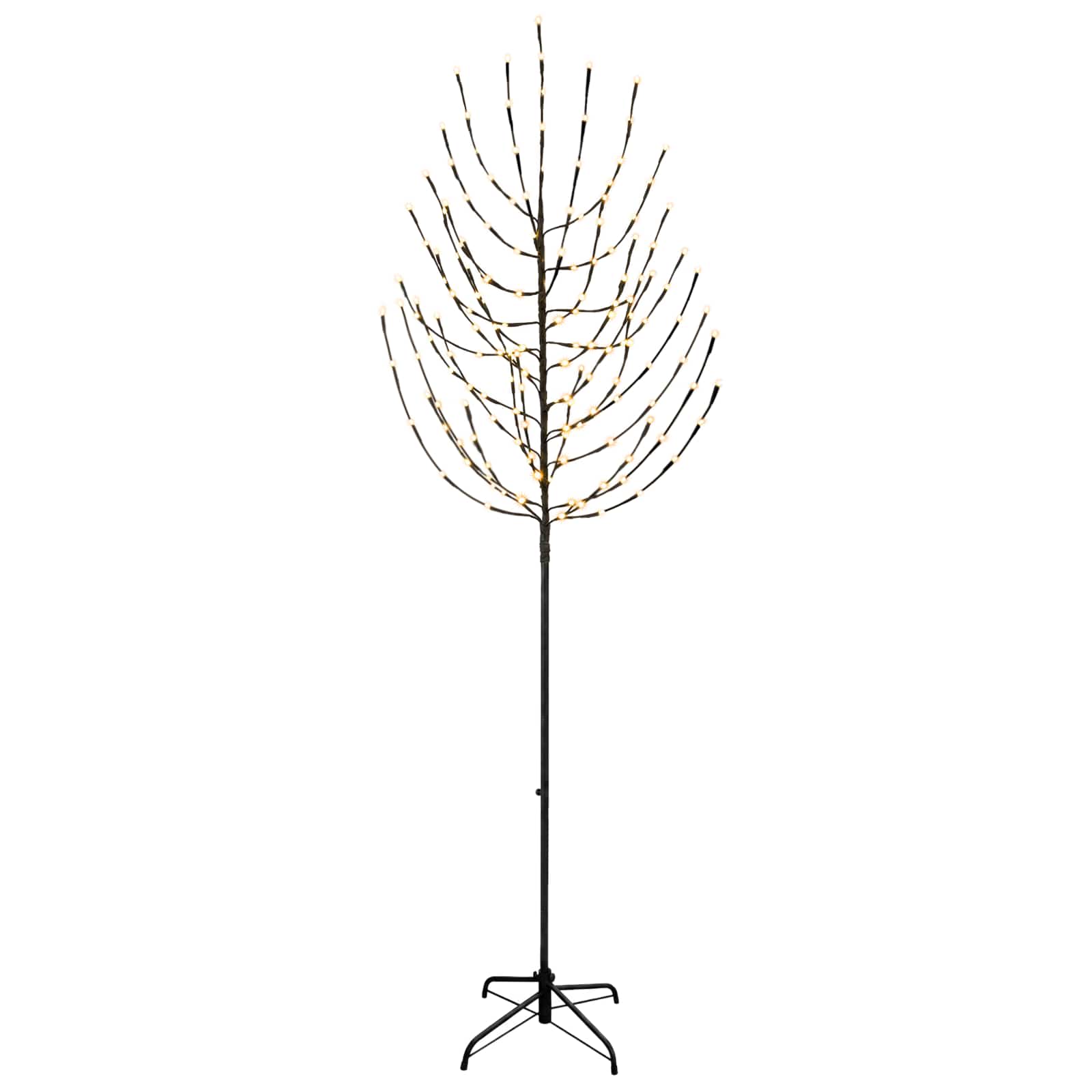 LED božično drevesce Črna 210 cm Jeklo 180 LED
