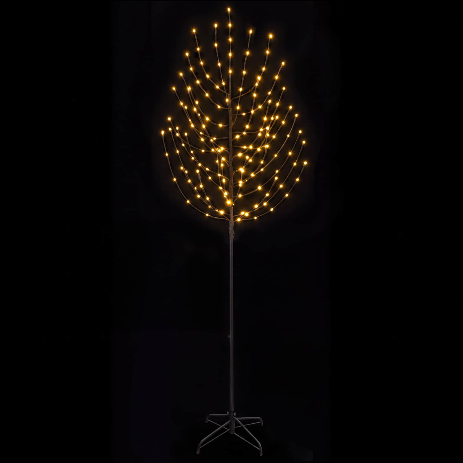 LED božično drevesce Črna 210 cm Jeklo 180 LED