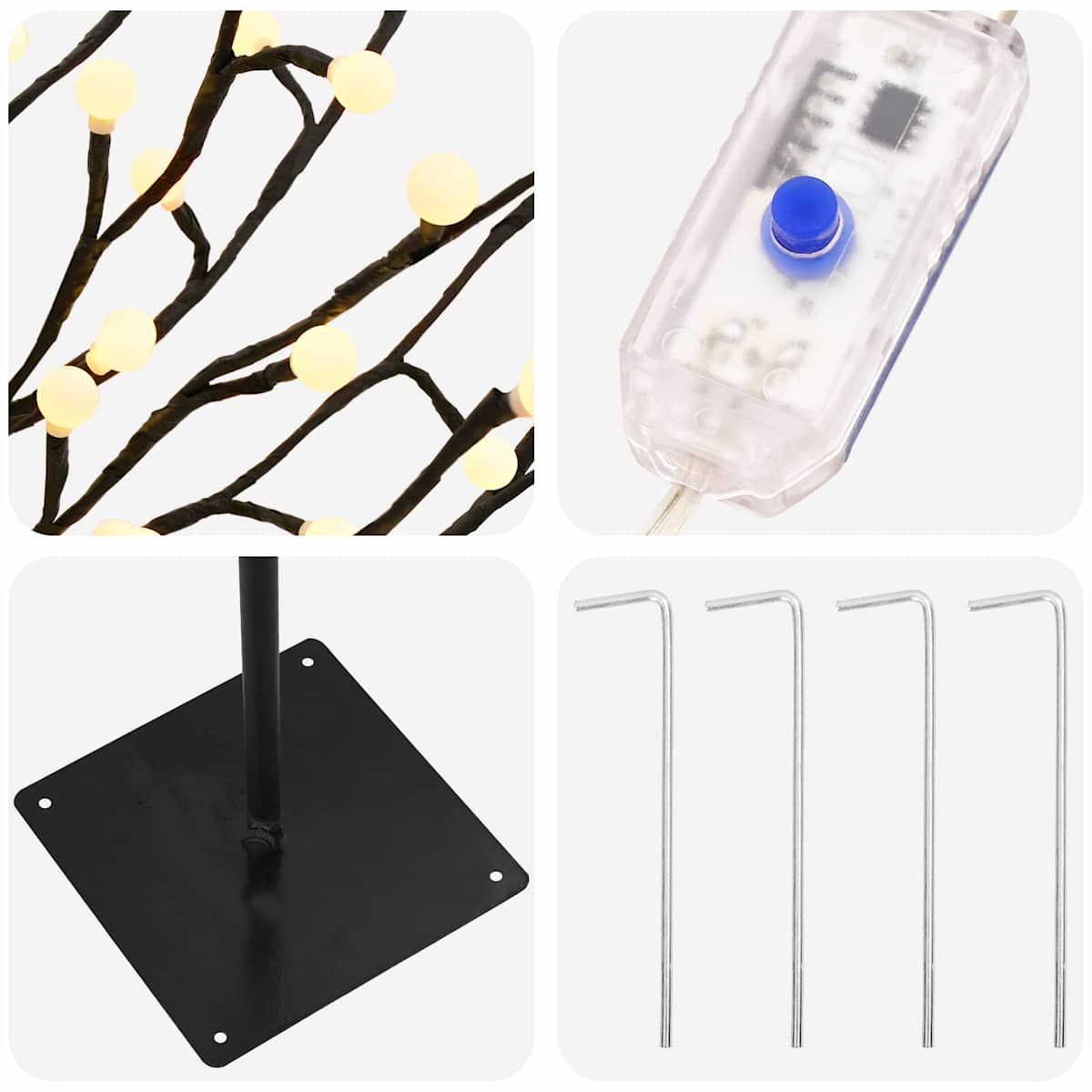 LED-juletræ med kugler Sort 18 x 18 x 150 cm Stål 185 LED'er - Billede 5