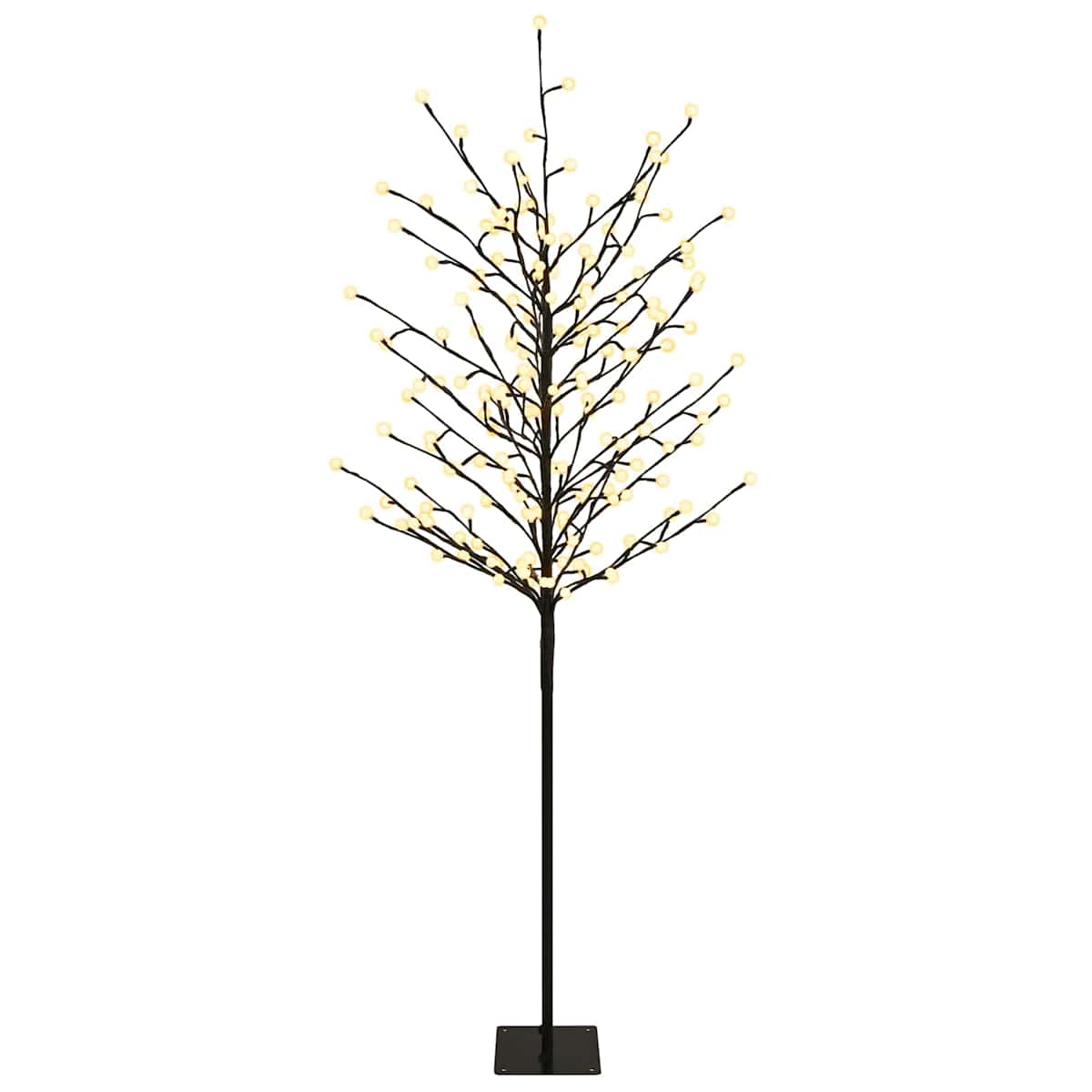 LED-juletræ med kugler Sort 18 x 18 x 150 cm Stål 185 LED'er - Billede 2