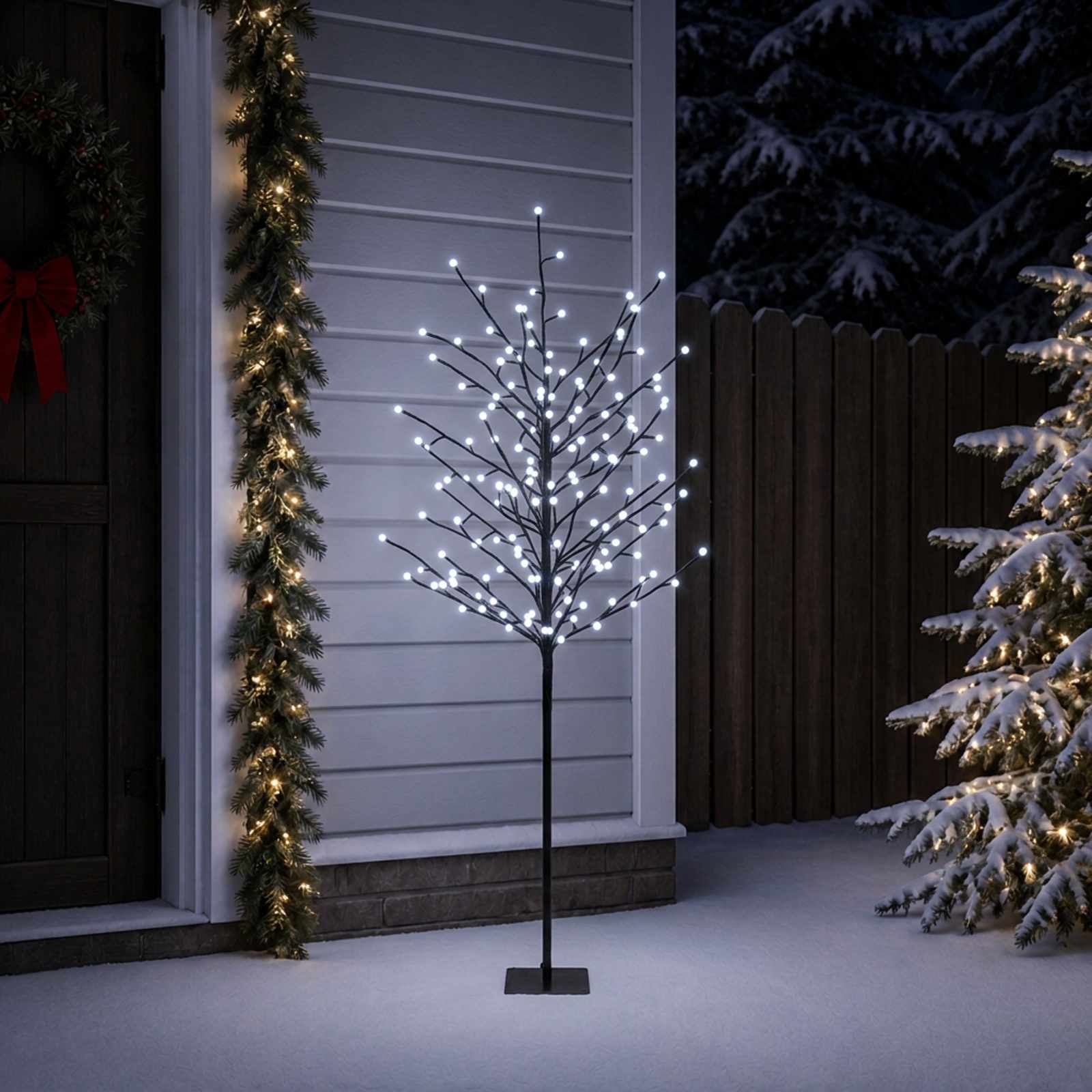 vidaXL LED-kerstboom met ballen Zwart 150 cm Staal 185 LED's, foto 2
