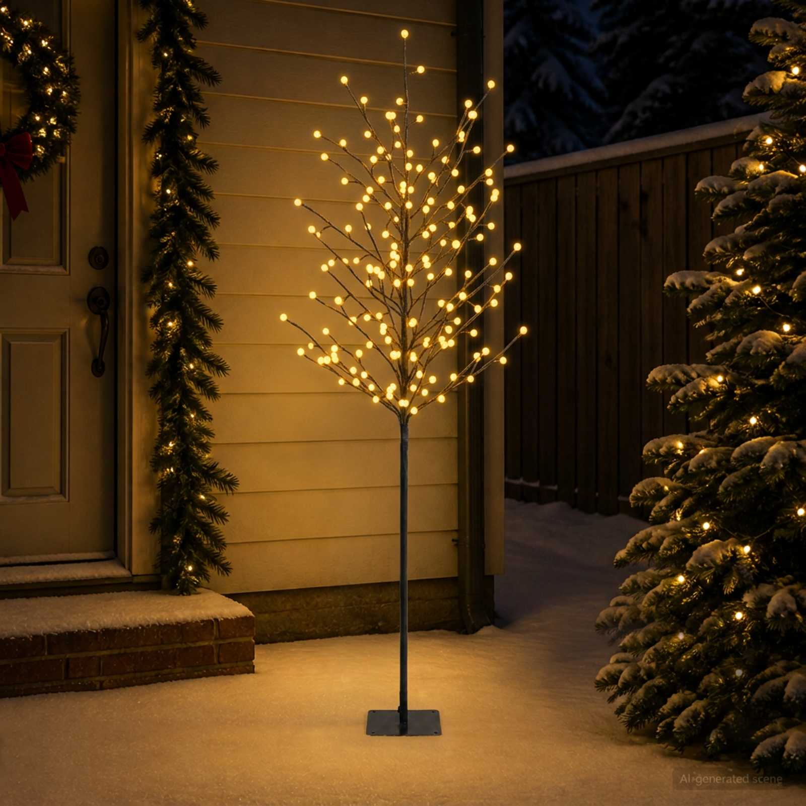 vidaXL LED-kerstboom met ballen Zwart 180 cm Staal 220 LED's, foto 2
