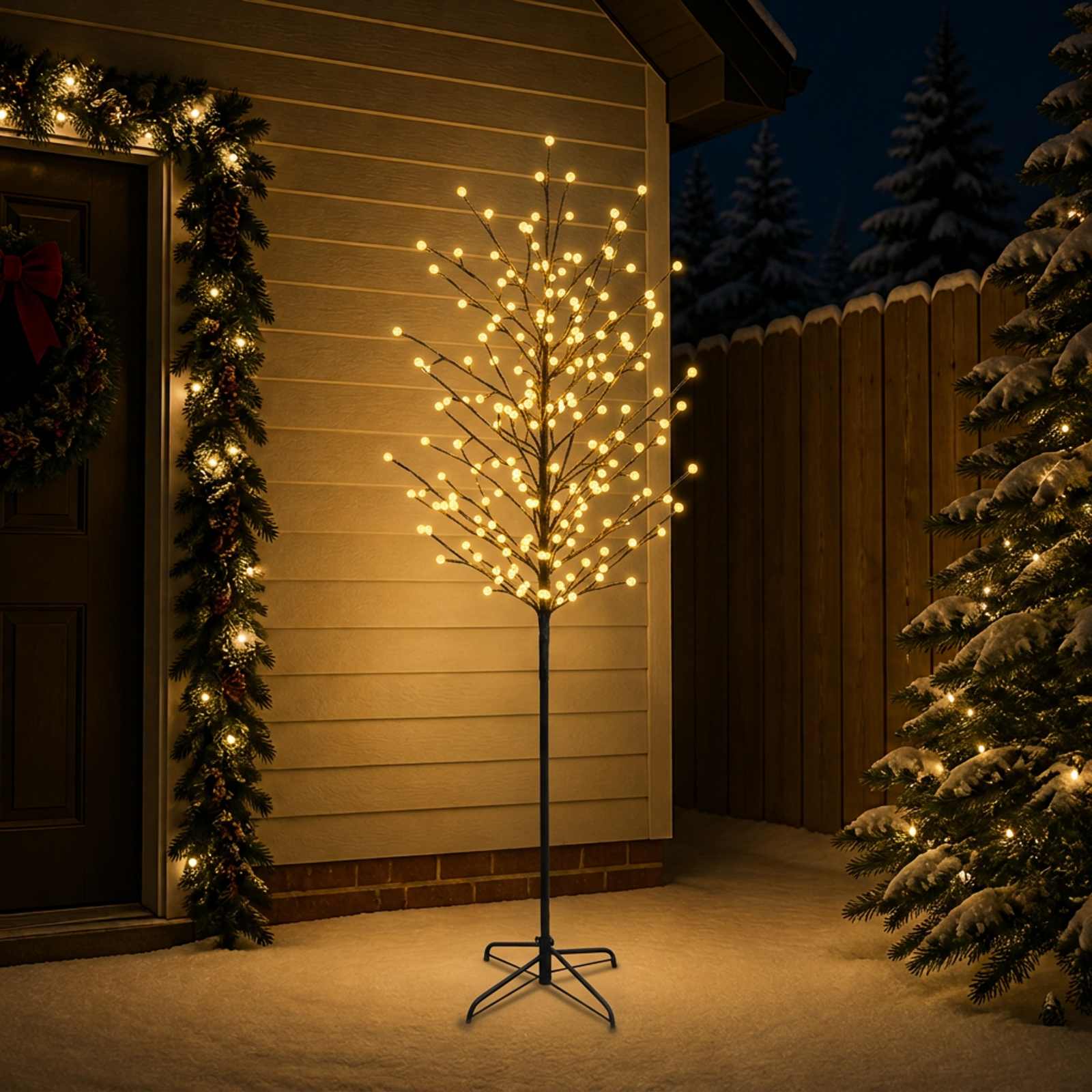 vidaXL LED-kerstboom met ballen Zwart 210 cm Staal 250 LED's, foto 2