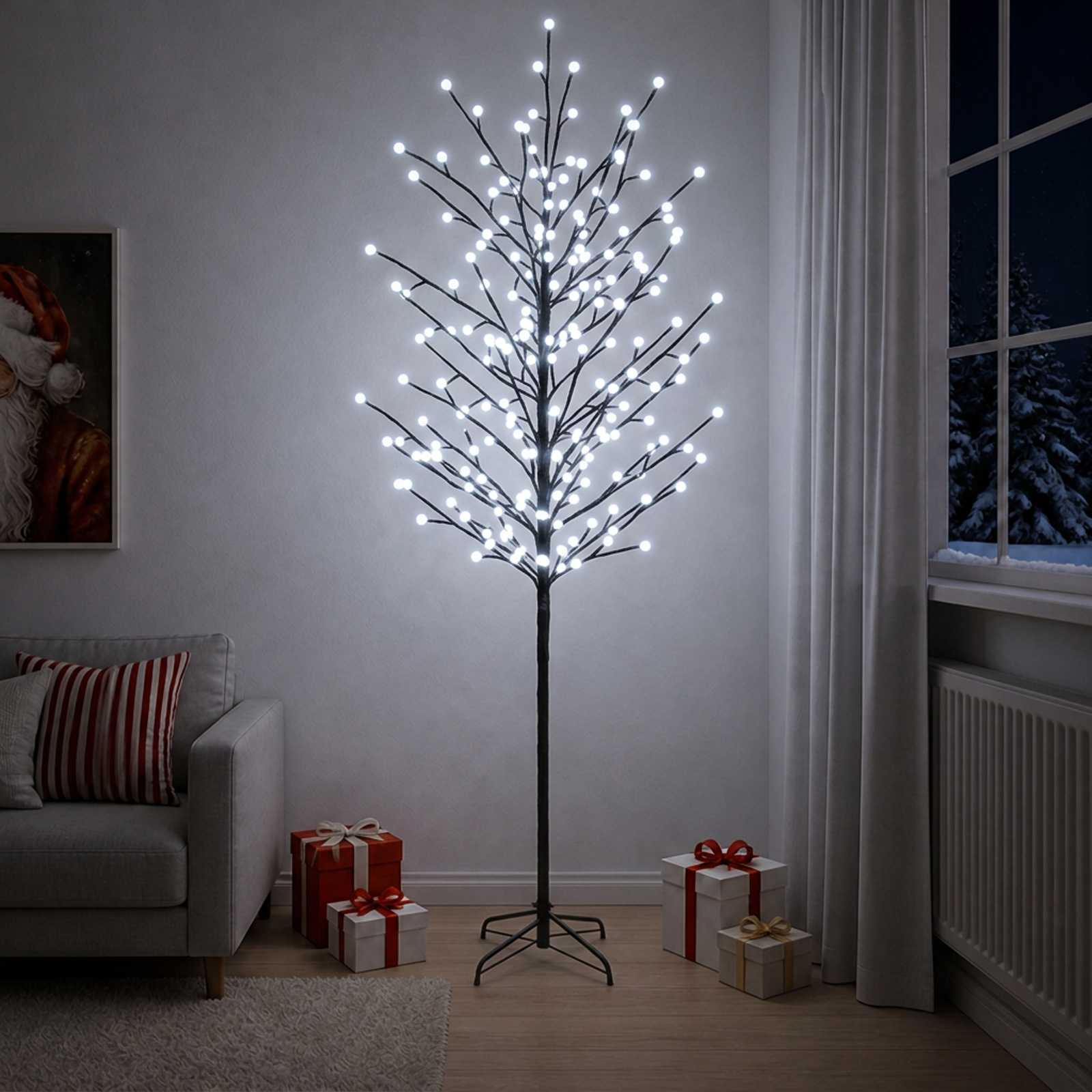 vidaXL LED-kerstboom met ballen Zwart 240 cm Staal 280 LED's, foto 2