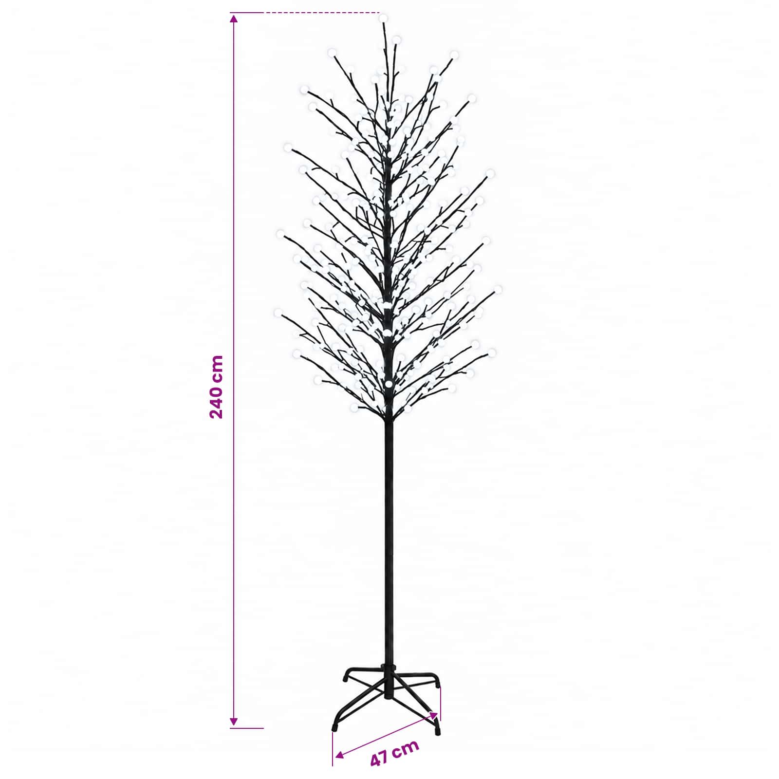 LED Ball Christmas Tree 280 LEDs size guide
