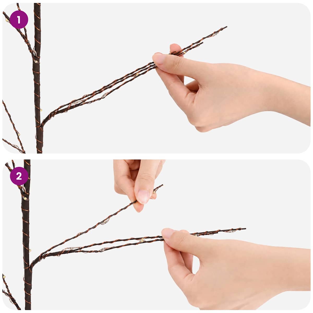 LED-kobbergrene som juledekoration 3 stk. Brun 62 cm Stål - Billede 7