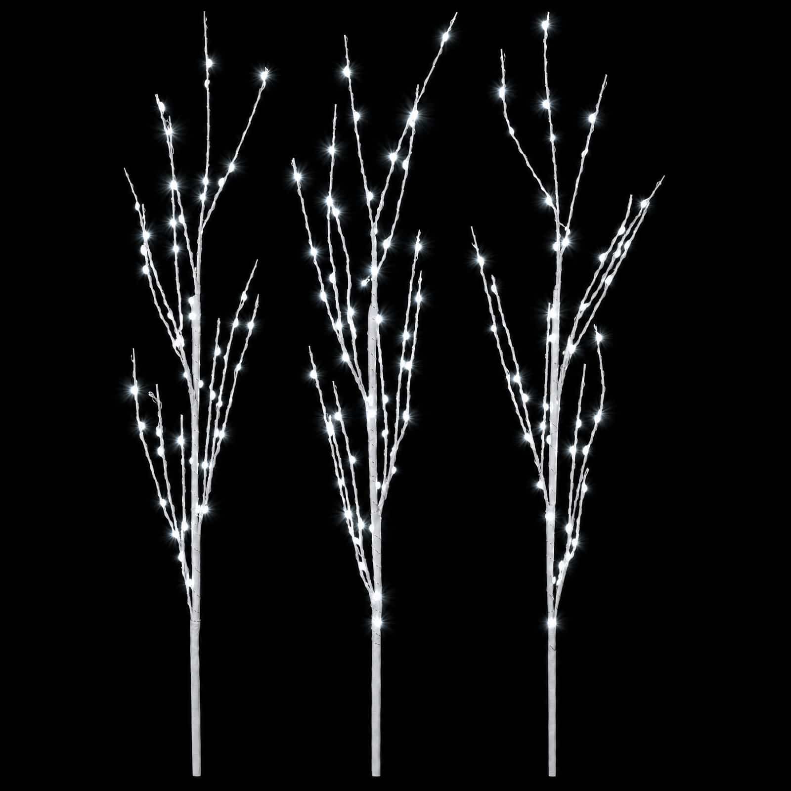 LED božična dekoracija bakrene veje 3 kos Bela 62 cm Jeklo