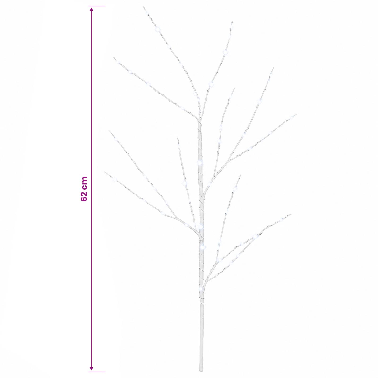 LED božična dekoracija bakrene veje 3 kos Bela 62 cm Jeklo