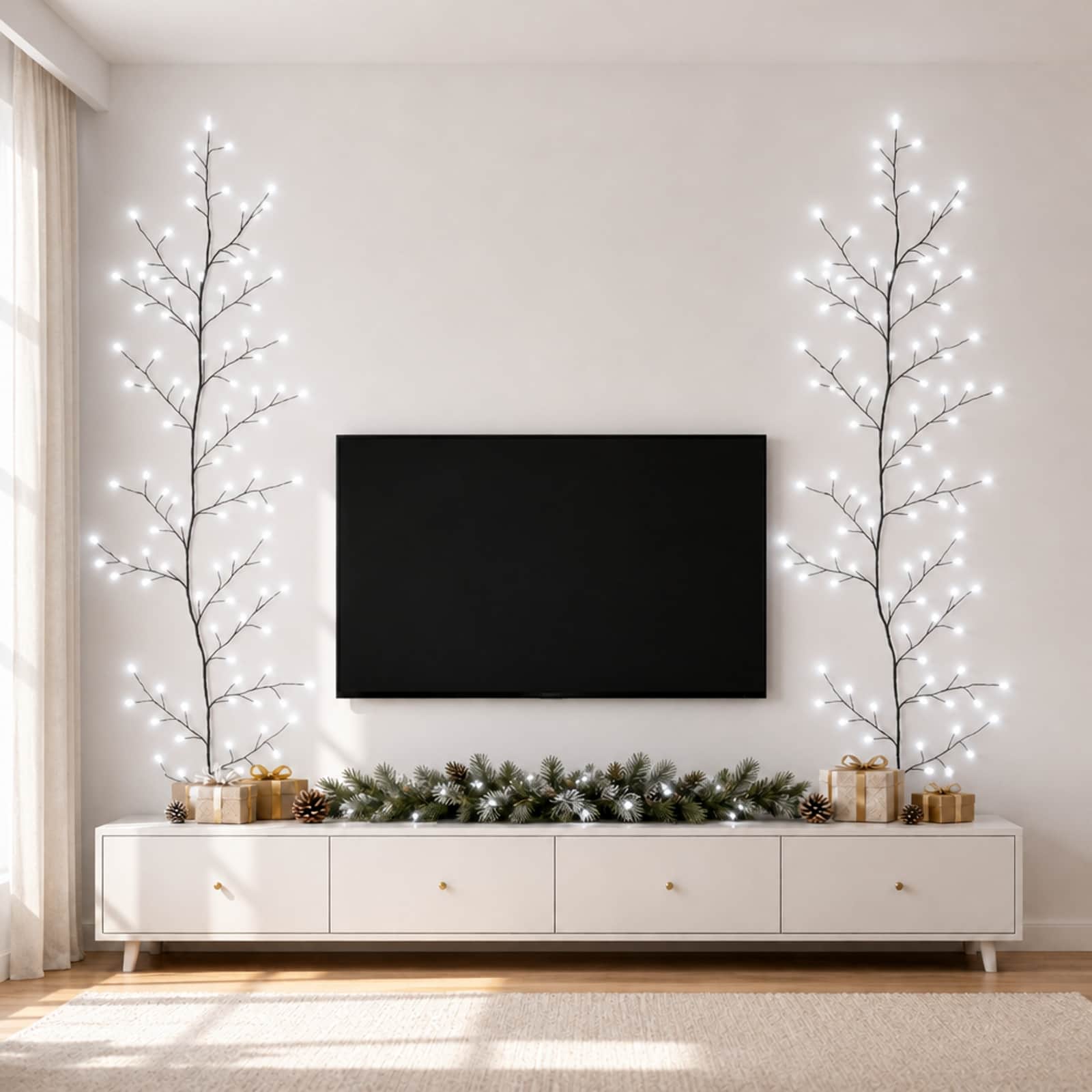 vidaXL LED-Weidenranke Weihnachtsdekoration 2 stk. Schwarz 180 cm