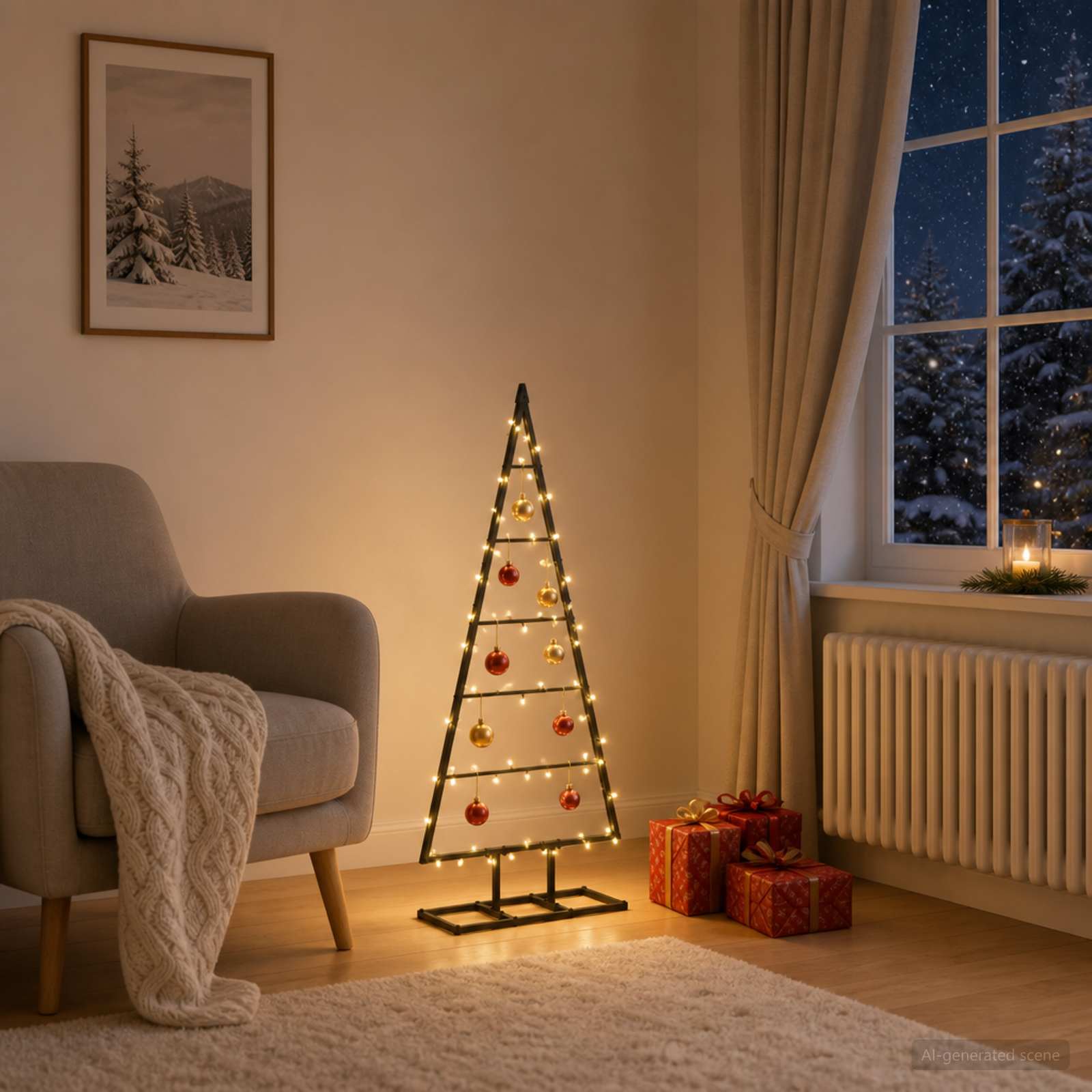 Kovinsko božično drevesce KUOPIO 90 cm Kovina Črna
