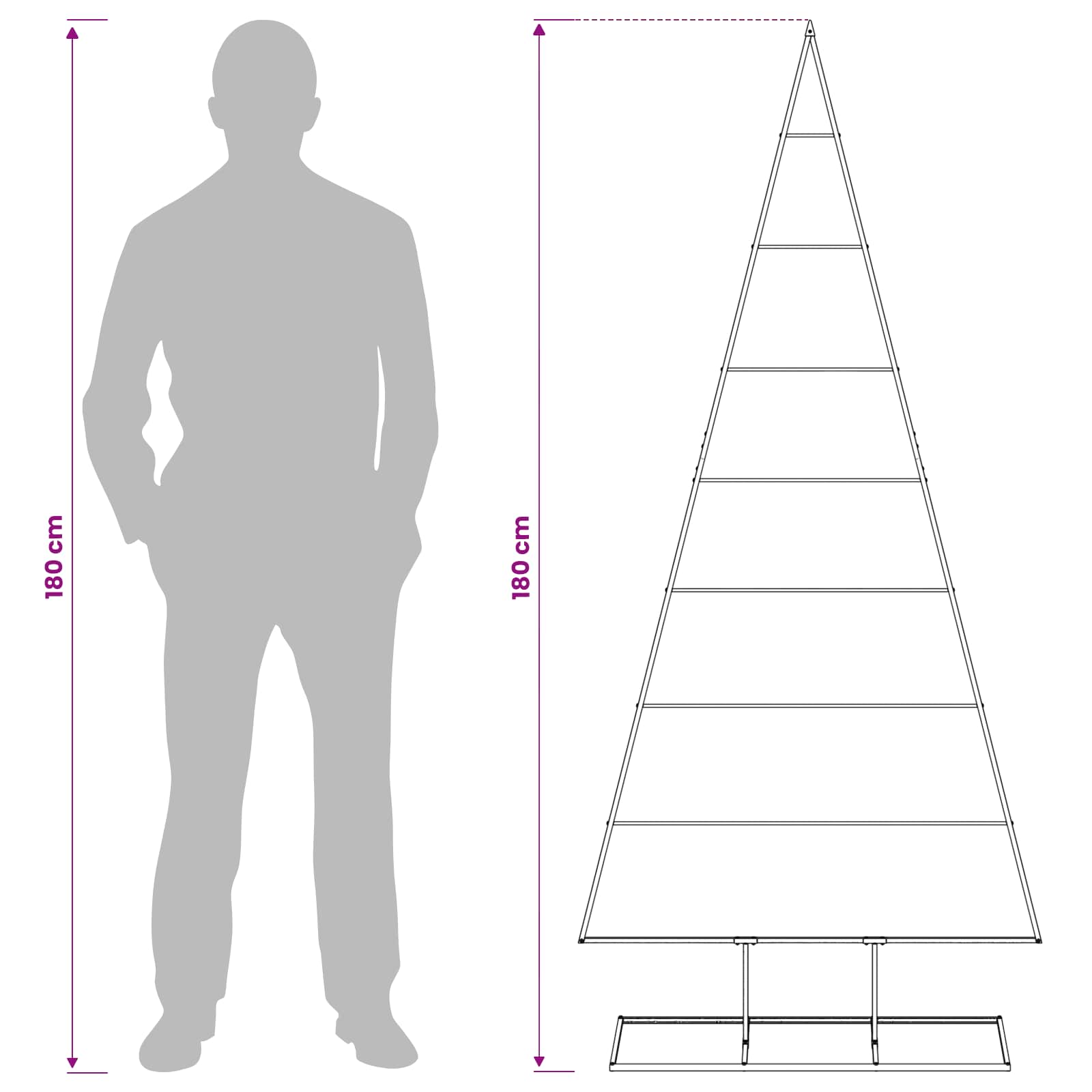 Kovinsko božično drevesce KUOPIO 180 cm Kovina Črna