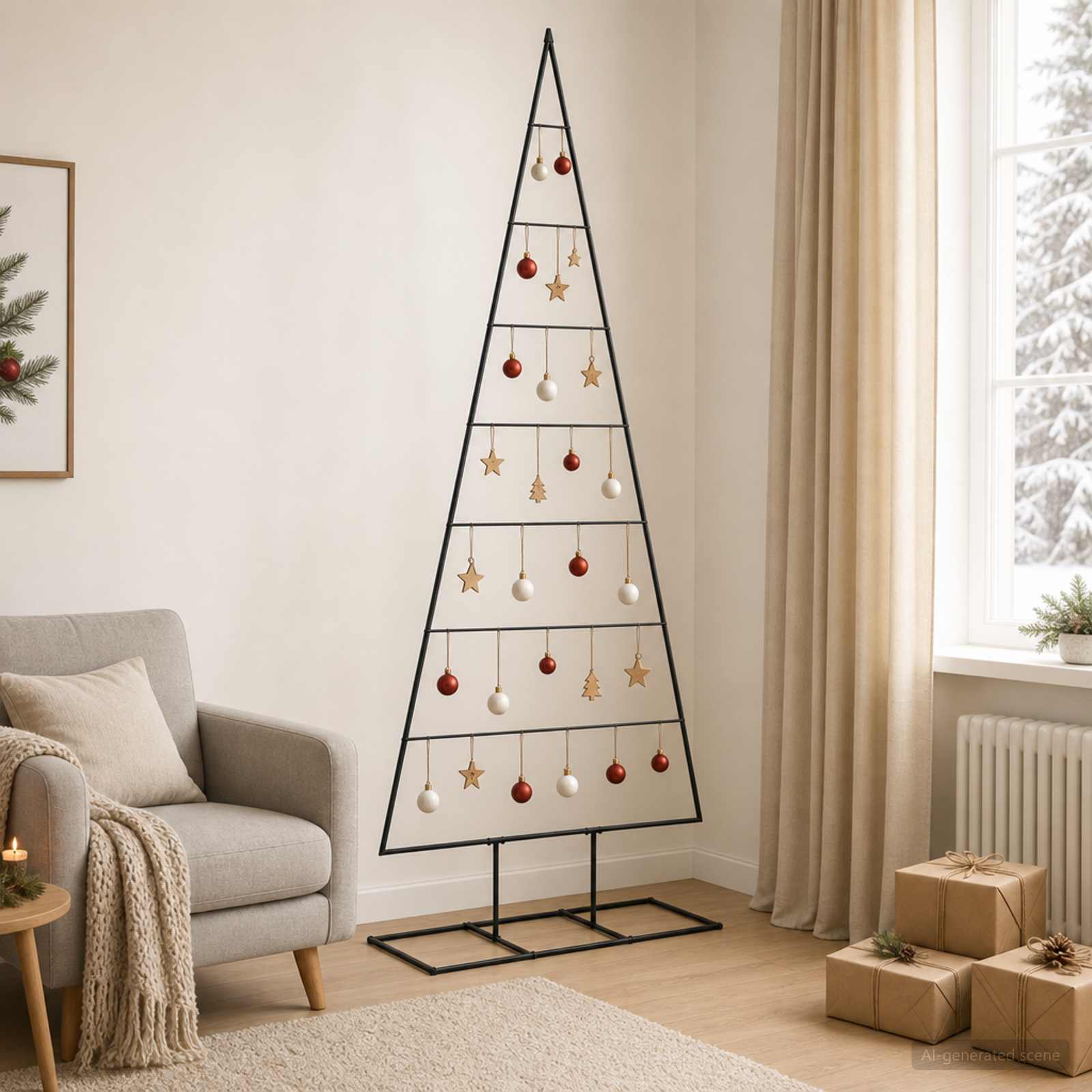 Kovinsko božično drevesce KUOPIO 210 cm Kovina Črna
