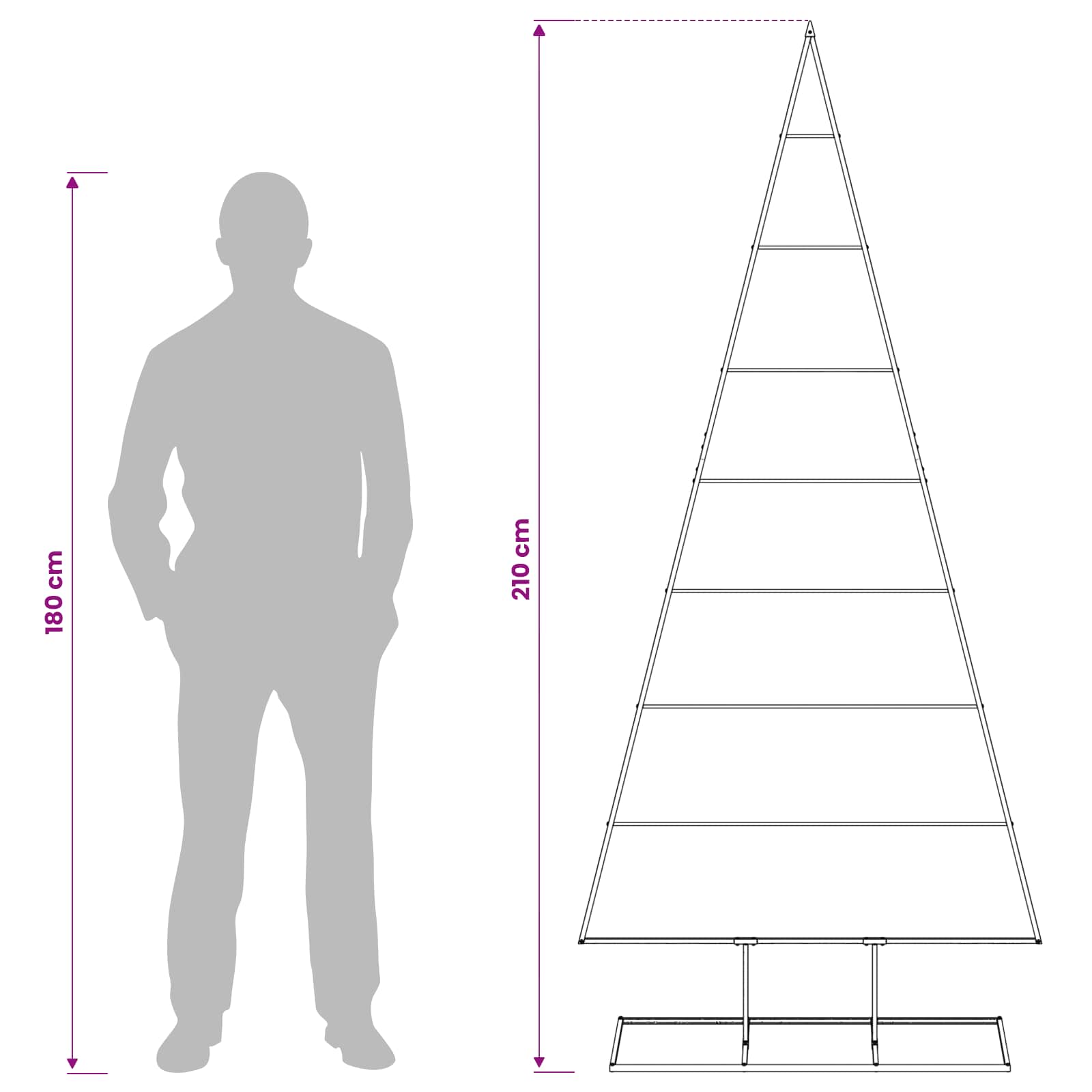 Kovinsko božično drevesce KUOPIO 210 cm Kovina Črna