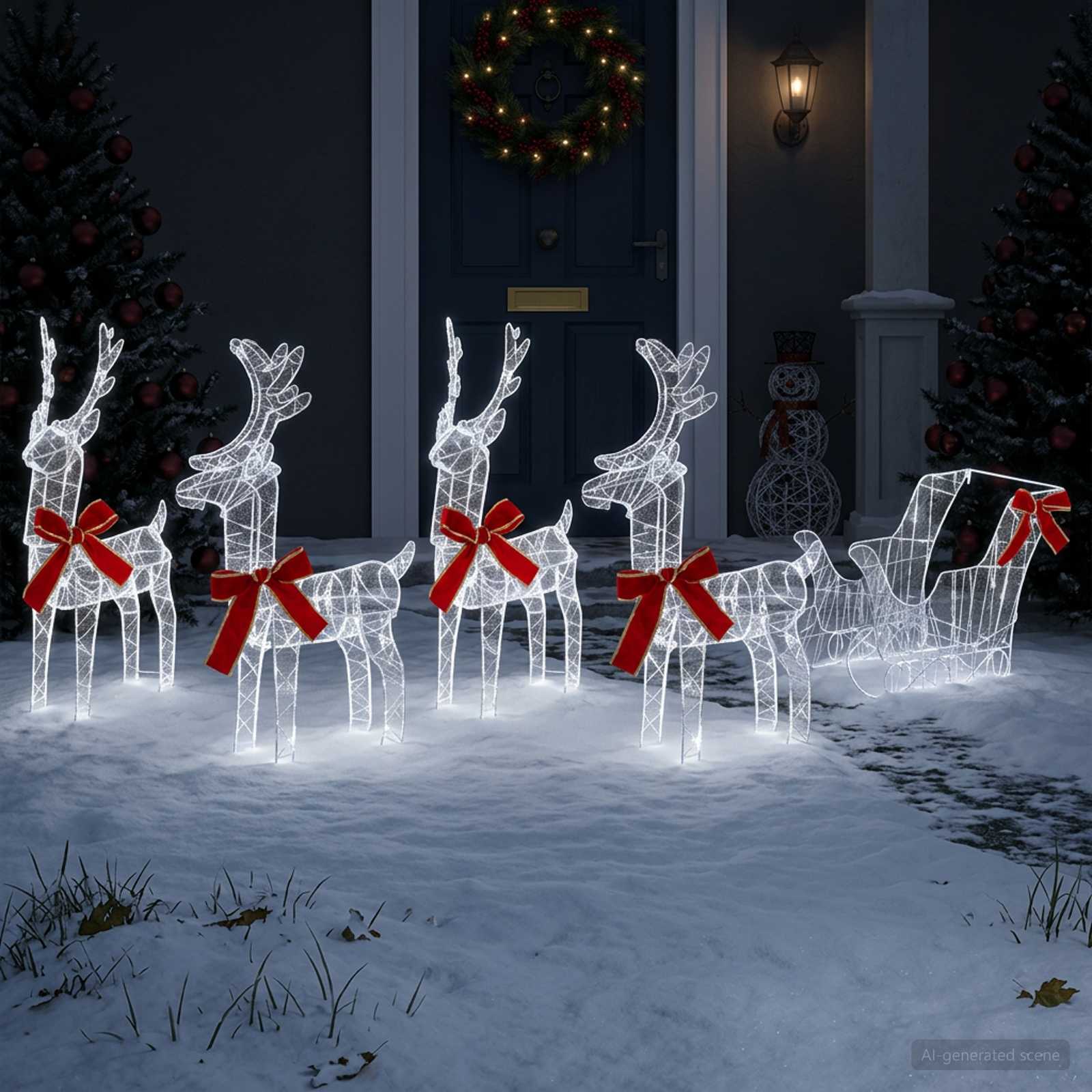 Christmas Reindeer with sleigh 580 LEDs Cold — photo 1 of 7