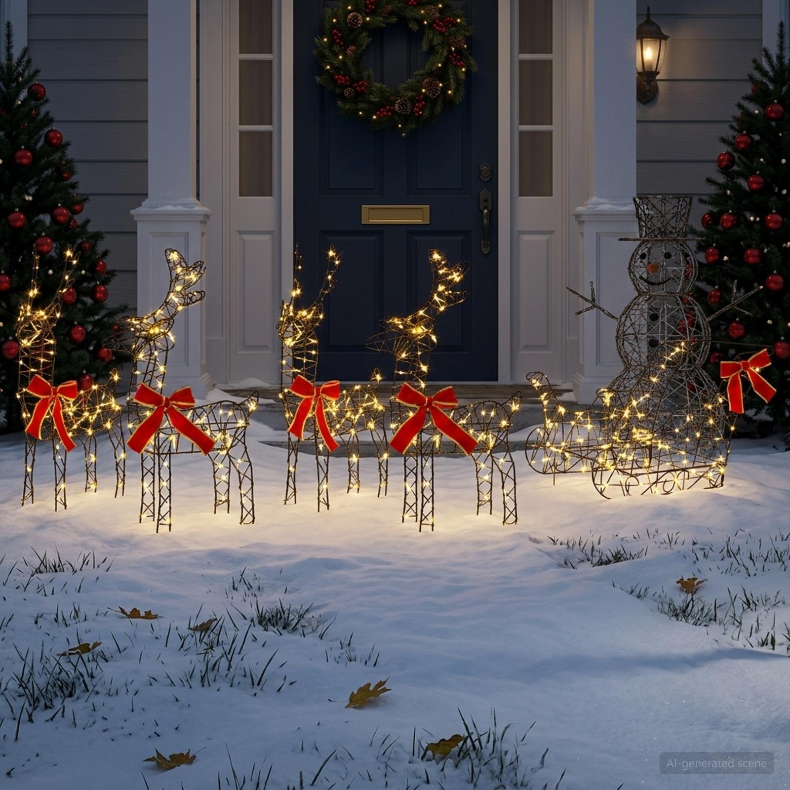 Christmas Reindeer with sleigh 580 LEDs Warm — photo 1 of 7