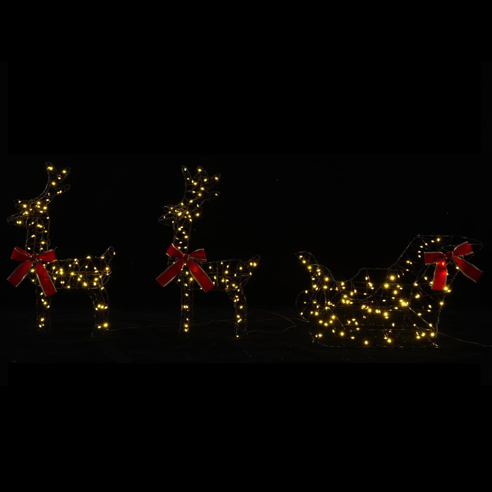 Božični jelen s sanmi 5 kos 580 LED Toplo bela