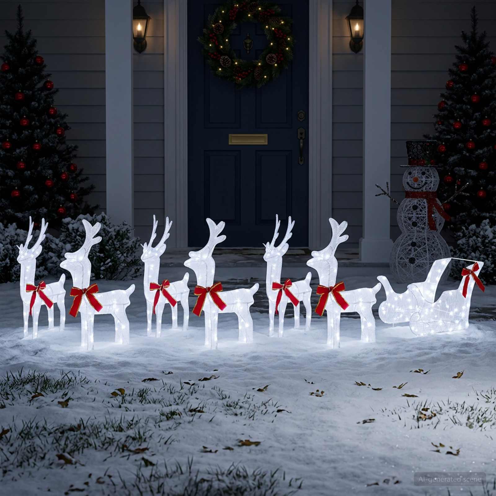 Christmas Reindeer with sleigh 320 LEDs Cold — photo 1 of 7