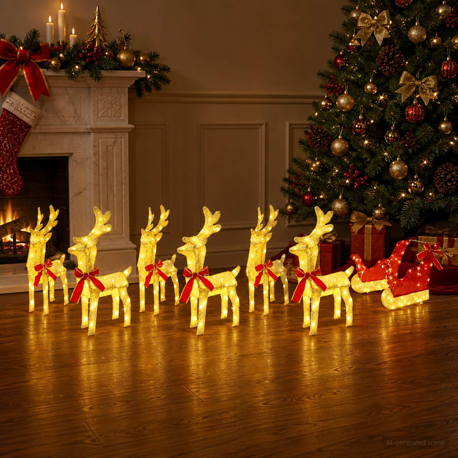 Christmas Reindeer with sleigh 320 LEDs Warm — photo 1 of 7