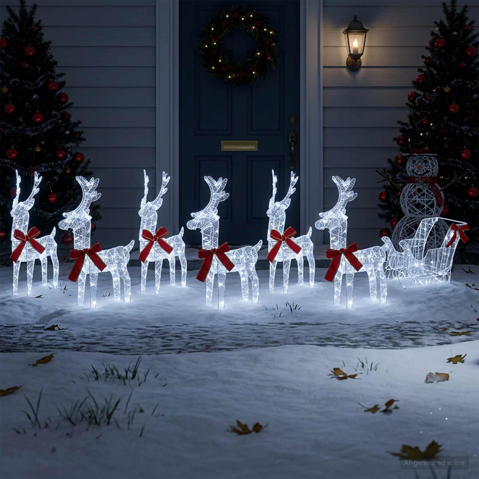 Christmas Reindeer with sleigh 760 LEDs Cold — photo 1 of 7