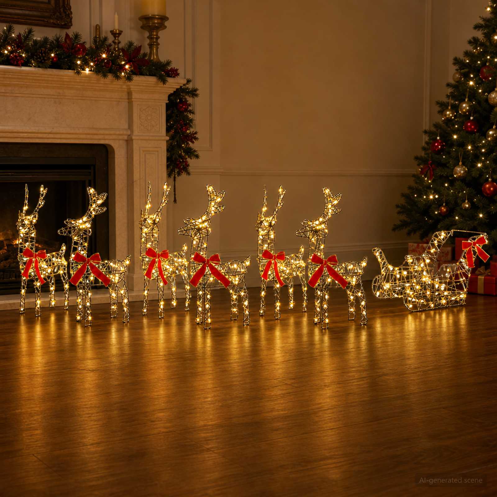 Christmas Reindeer with sleigh 760 LEDs Warm — photo 1 of 8
