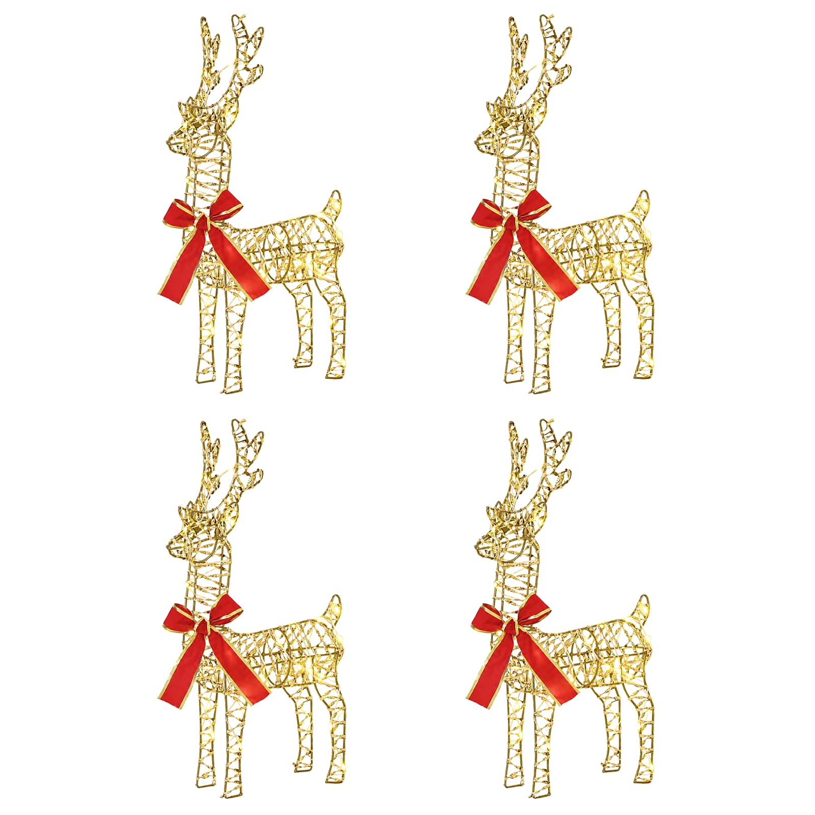 vidaXL Vianočný sob 4 ks 160 LED Teplá biela 33 x 12 x 55 cm