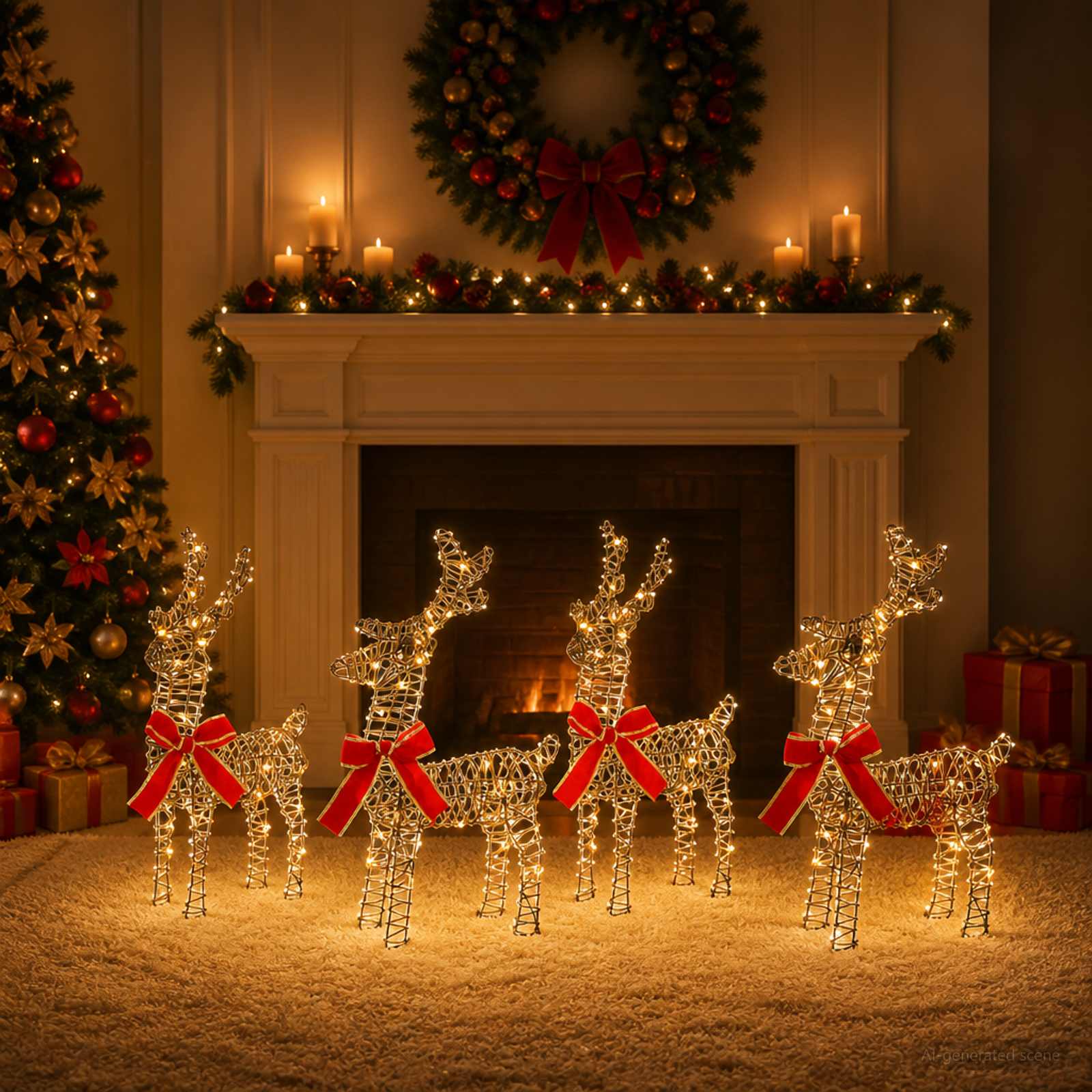 vidaXL Weihnachtsrentier 4 stk. 160 LEDs Warmes Weiß