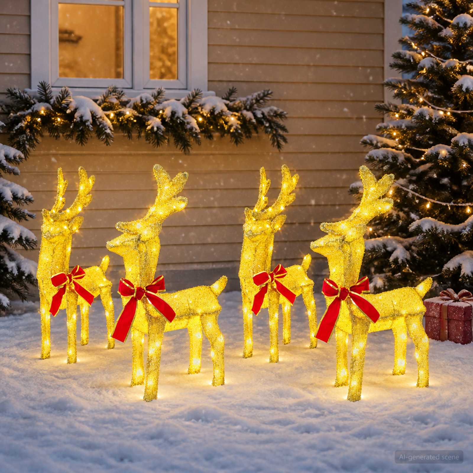 vidaXL Kerst Rendier 4 st 160 LED's Warmwit, foto 2