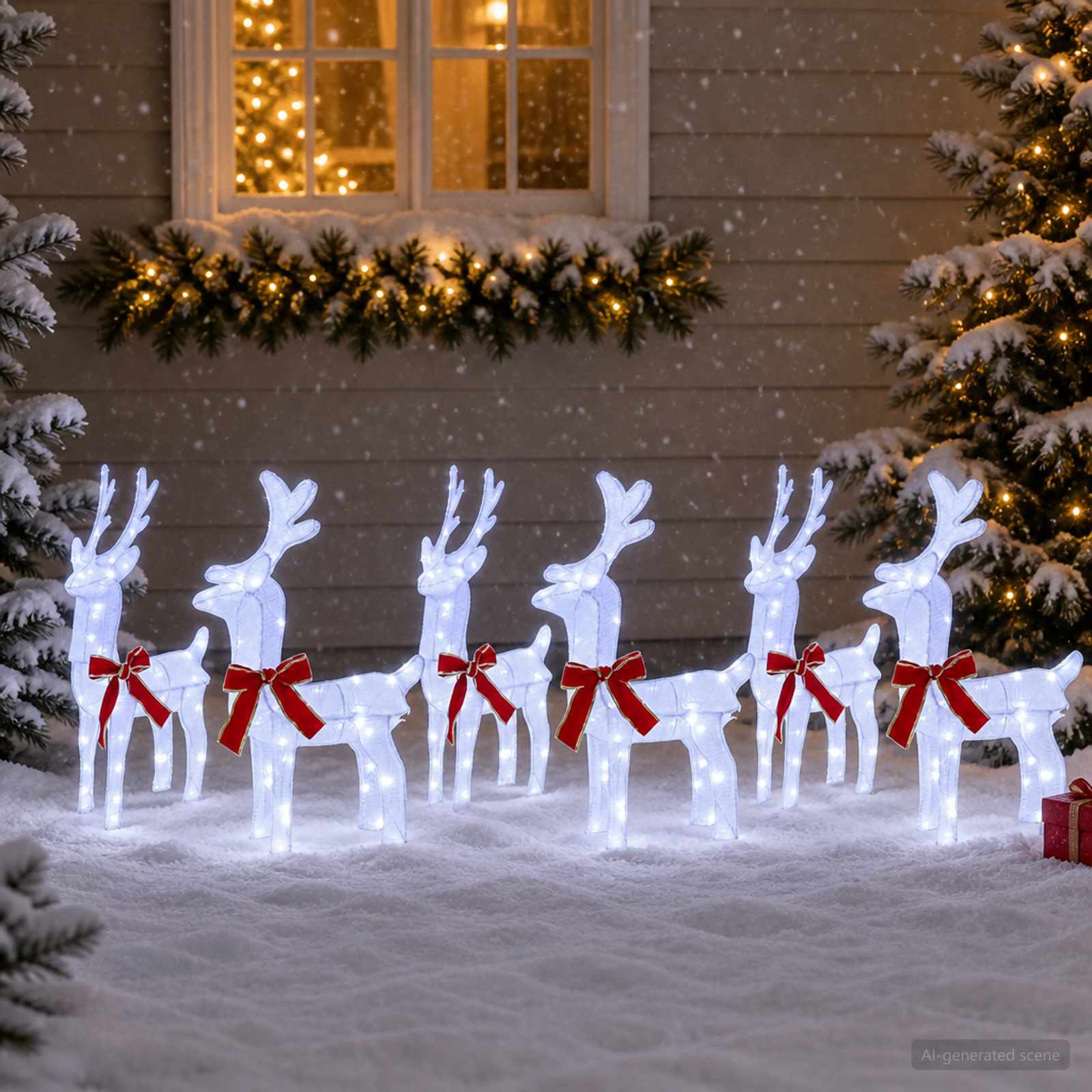 vidaXL Kerst Rendier 6 st 240 LED's Koel wit, foto 2
