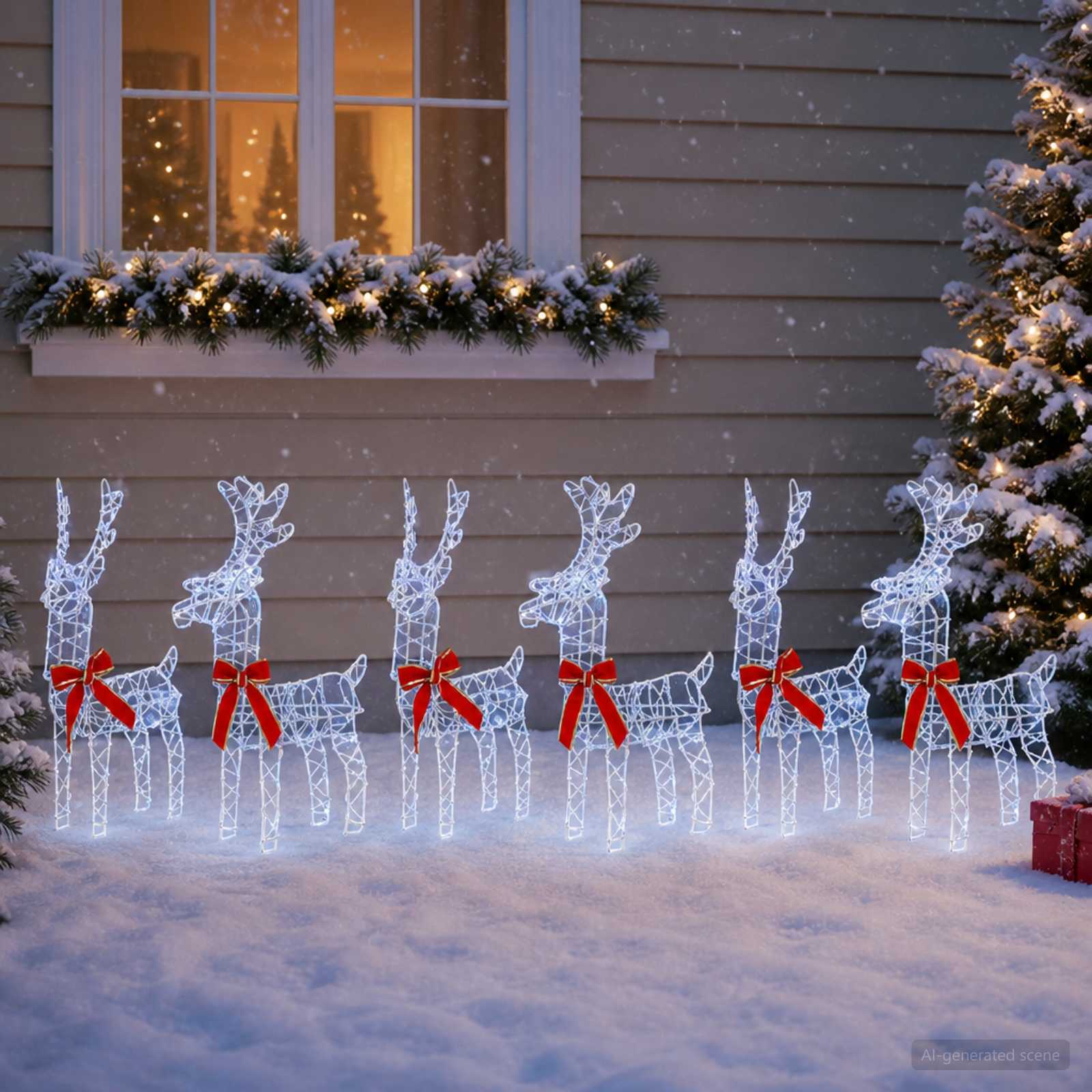 Božični jelenček 6 kos 360 LED Hladno bela 33 x 12 x 55 cm