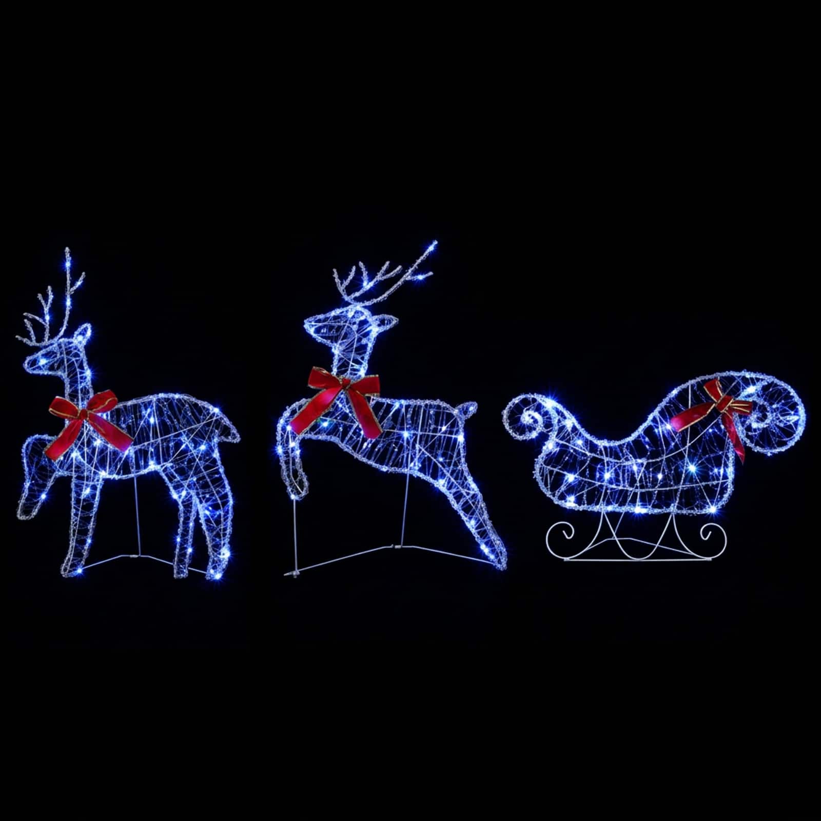 Božični jelen s sanmi 7 kos 140 LED Modra