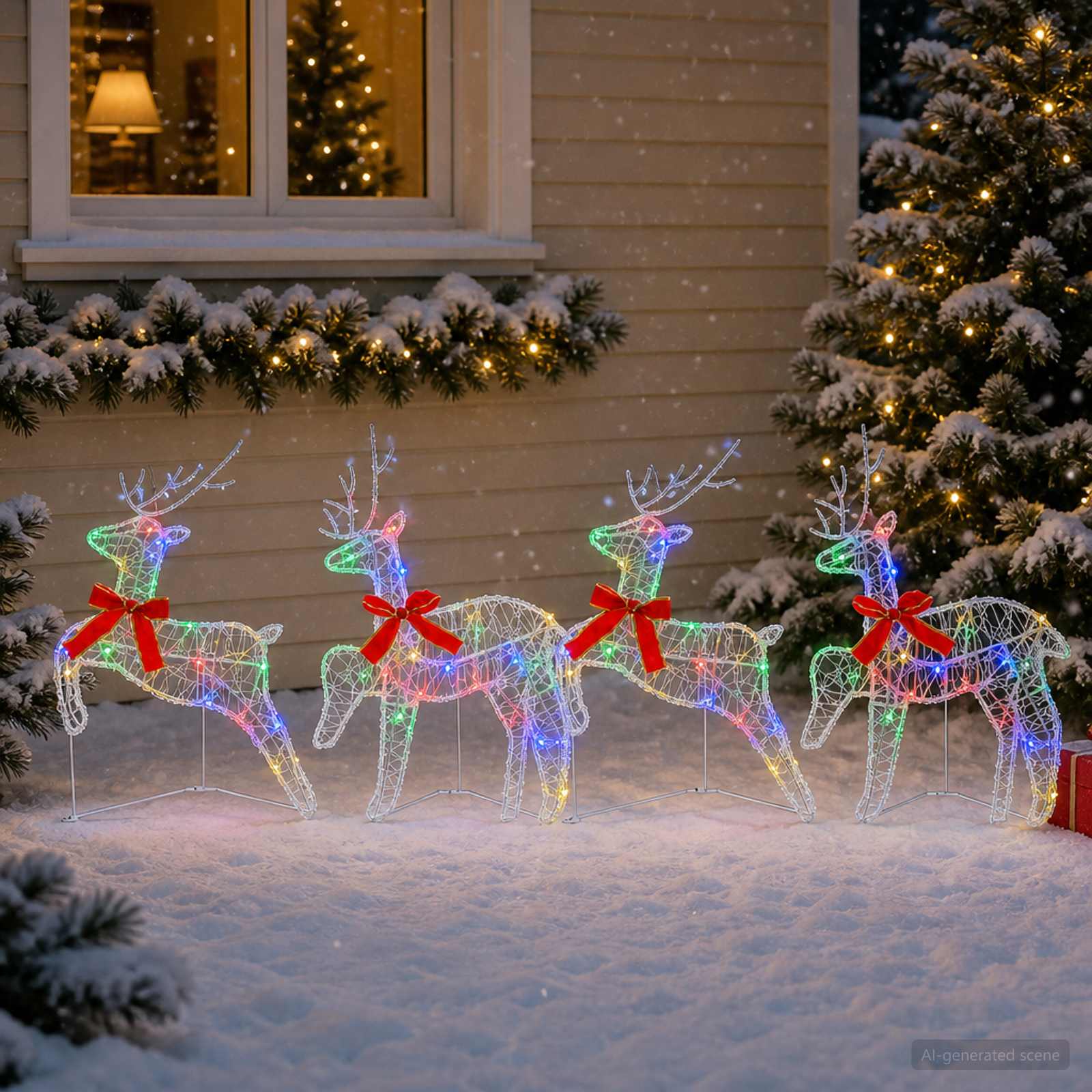 Božični jelenček 4 kos 80 LED Večbarvno 43 x 19 x 65 cm