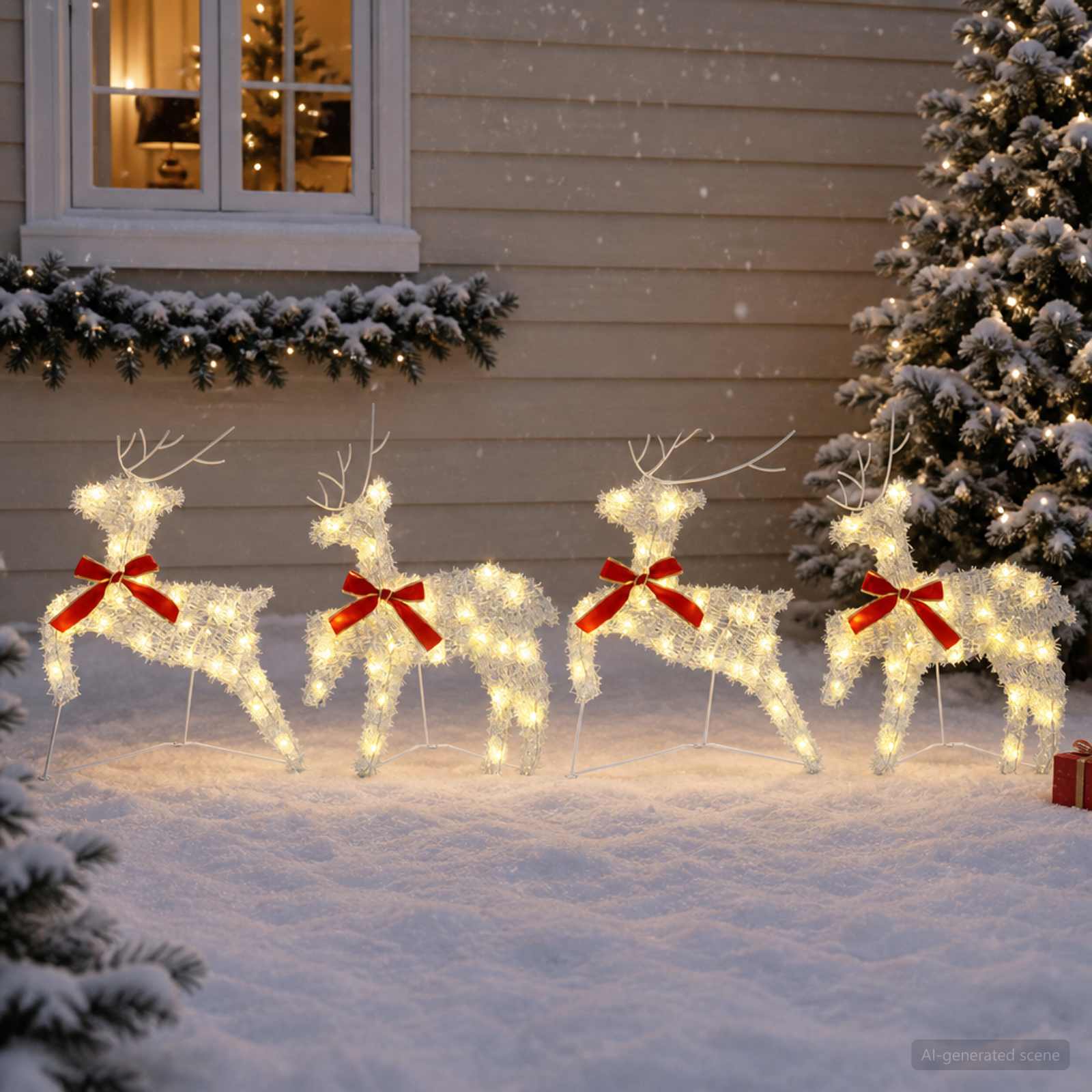 Božični jelenček 4 kos 80 LED Toplo bela 43 x 19 x 65 cm