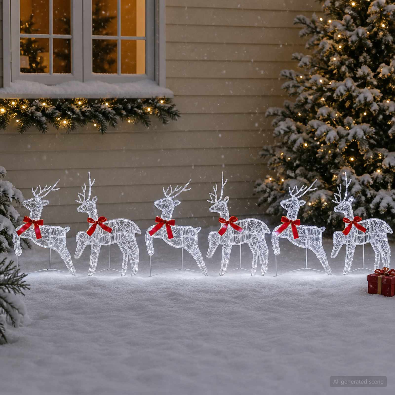 Božični jelenček 6 kos 80 LED Hladno bela 43 x 19 x 65 cm