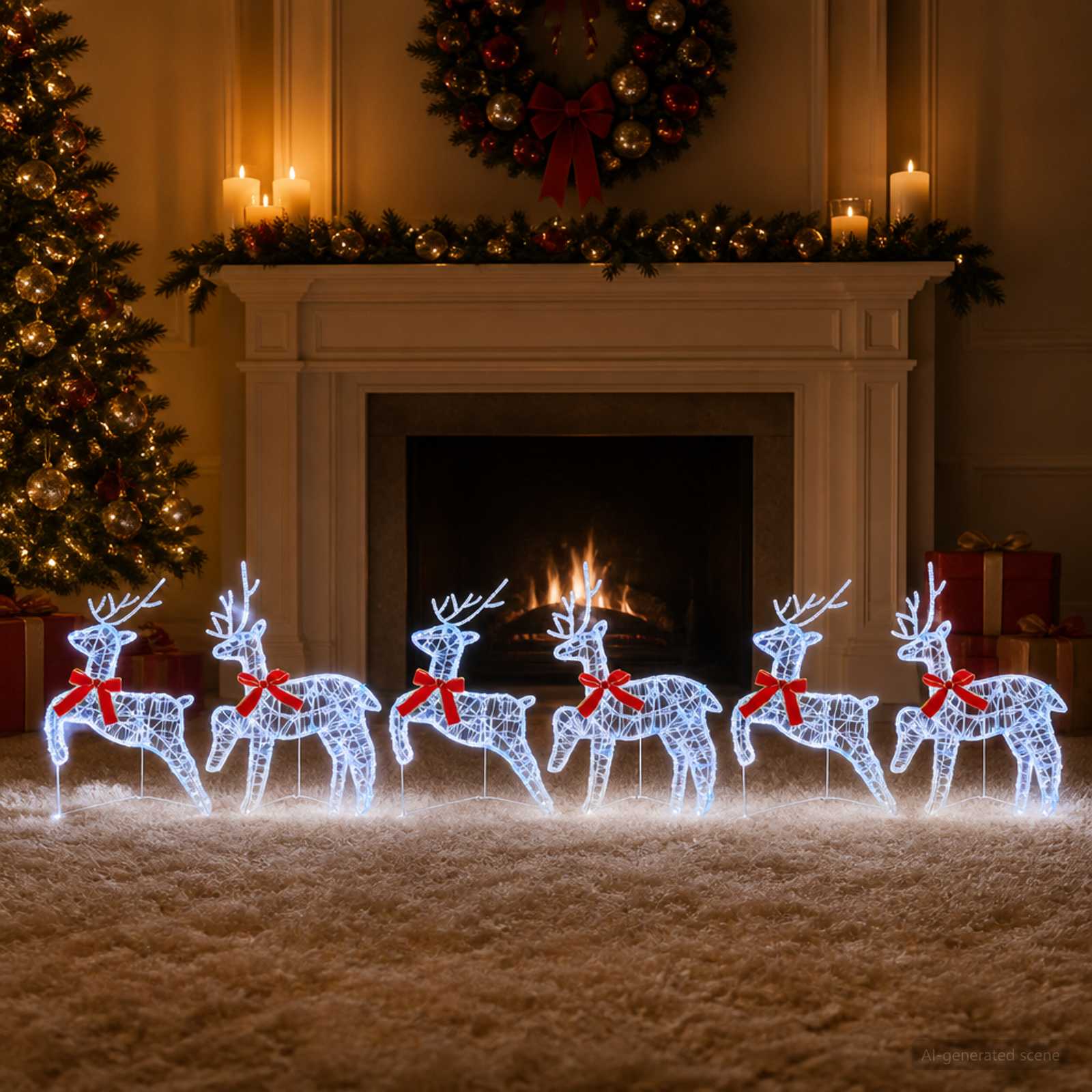 Božični jelenček 6 kos 80 LED Modra 43 x 19 x 65 cm