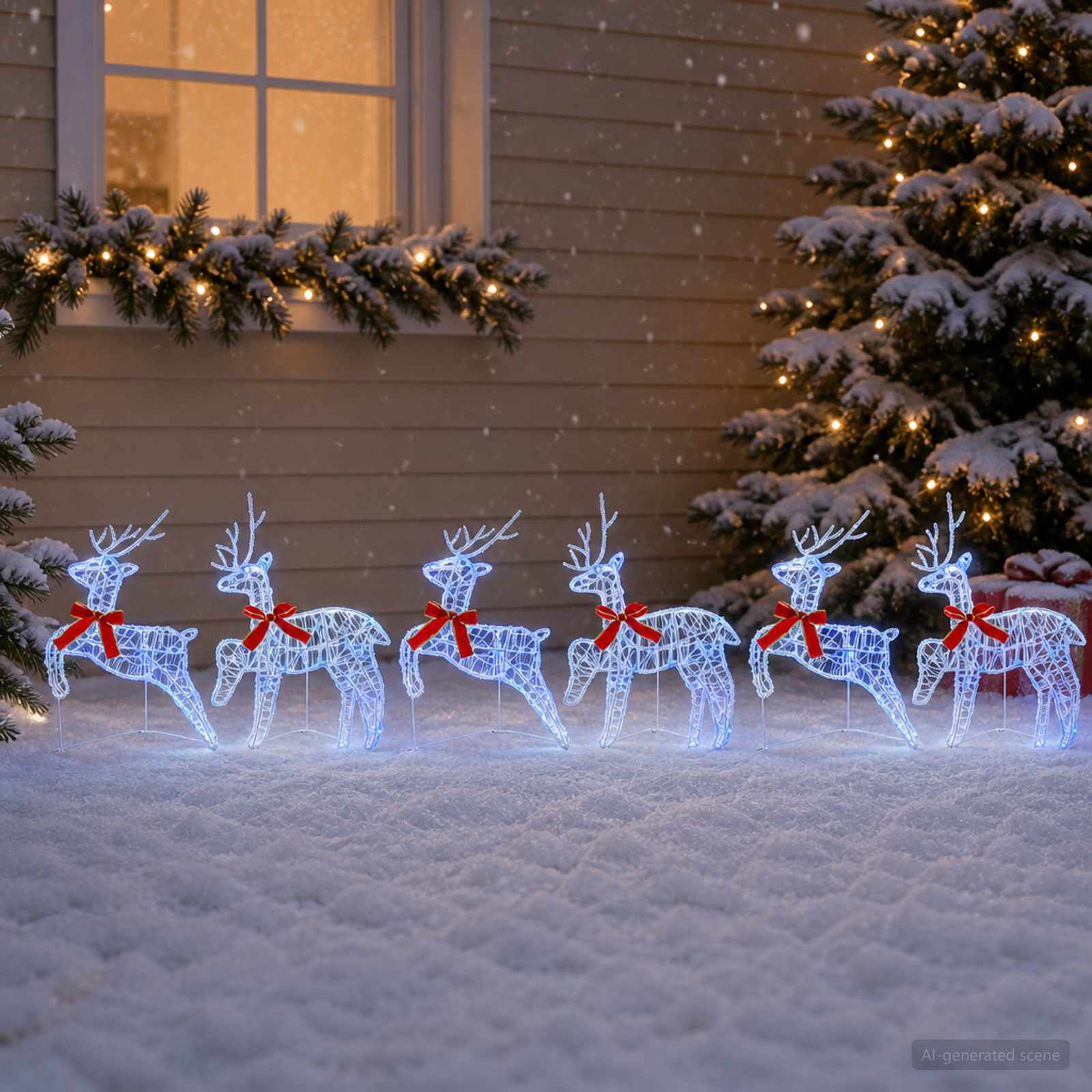 Božični jelenček 6 kos 80 LED Modra 43 x 19 x 65 cm