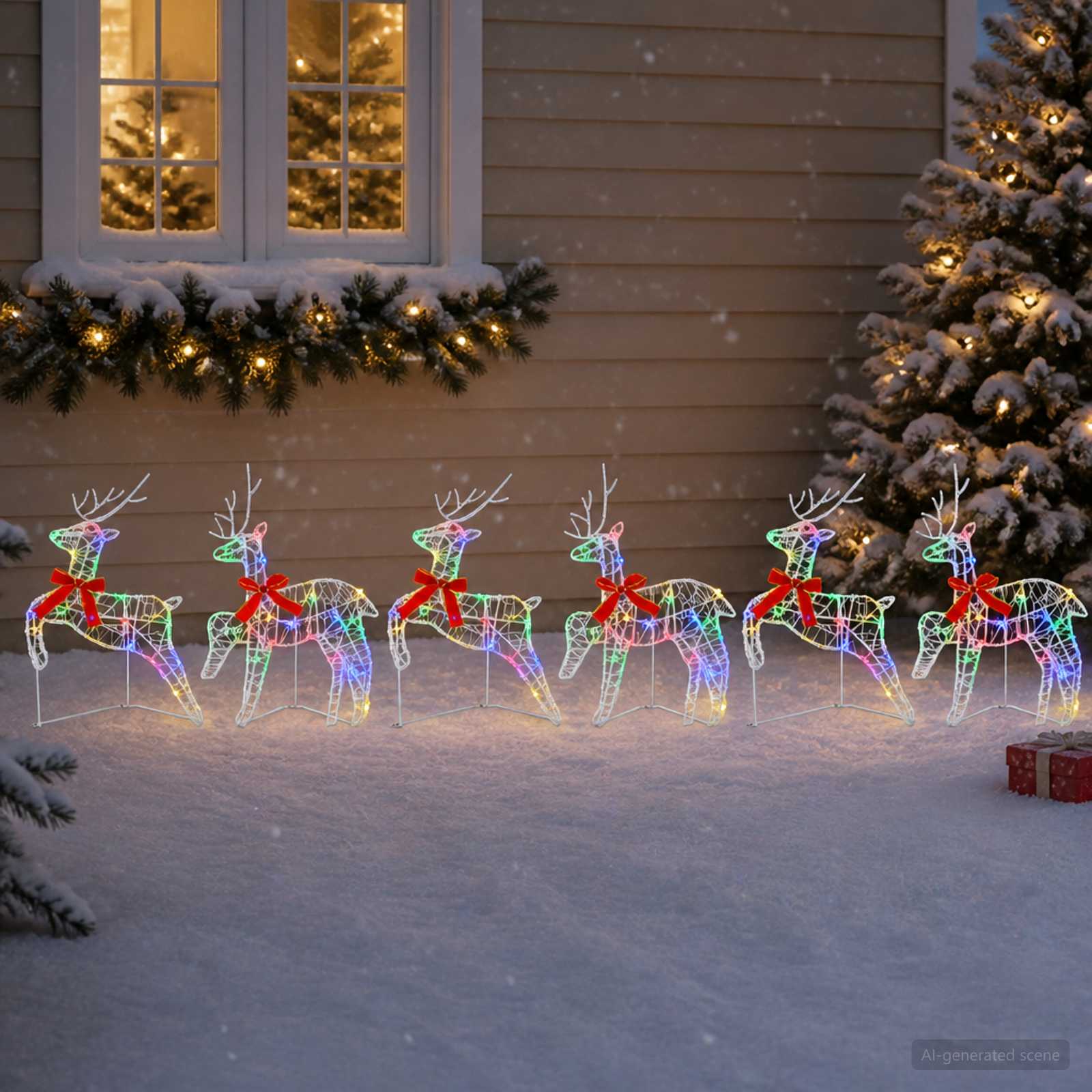 Božični jelenček 6 kos 80 LED Večbarvno 43 x 19 x 65 cm