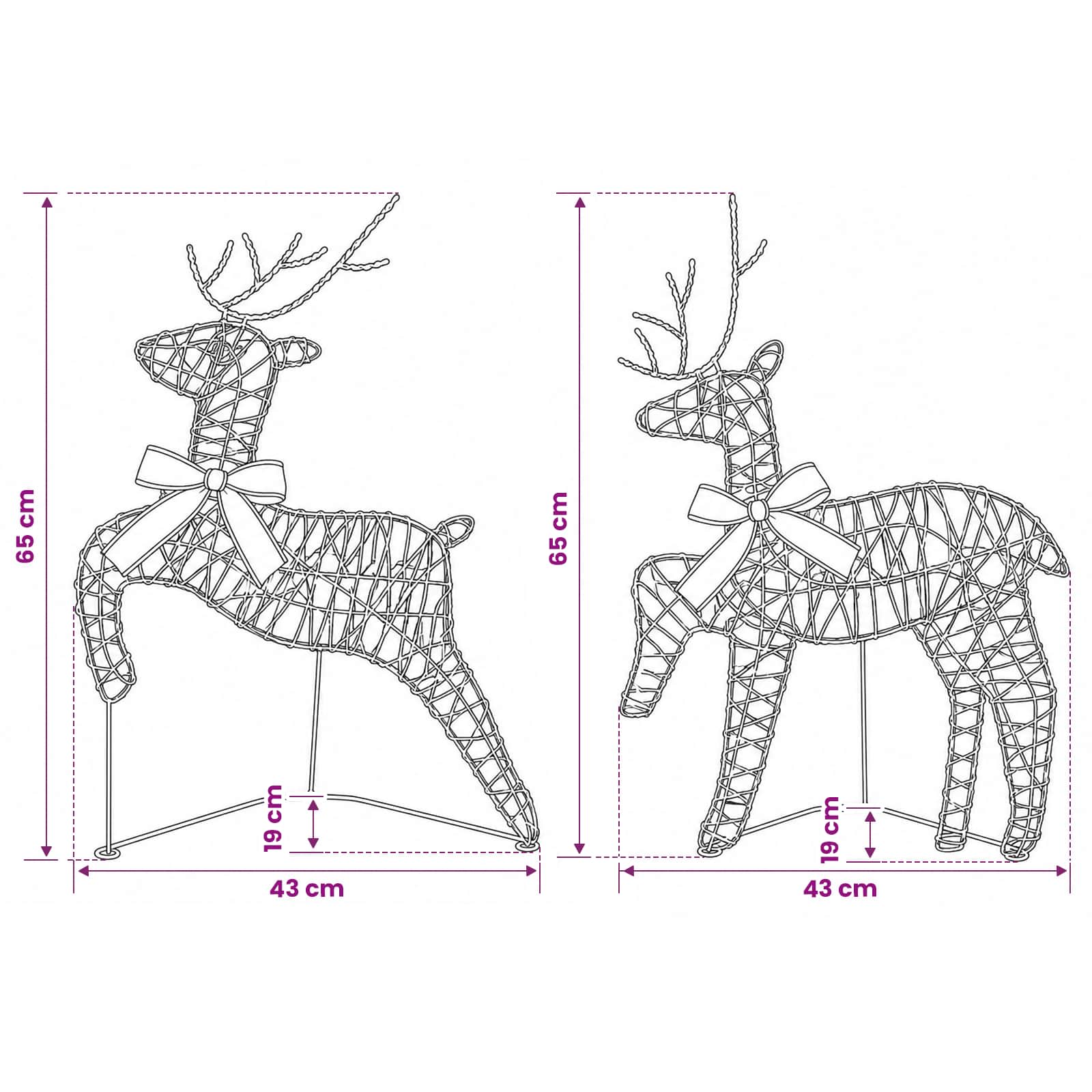 Božični jelenček 6 kos 80 LED Večbarvno 43 x 19 x 65 cm