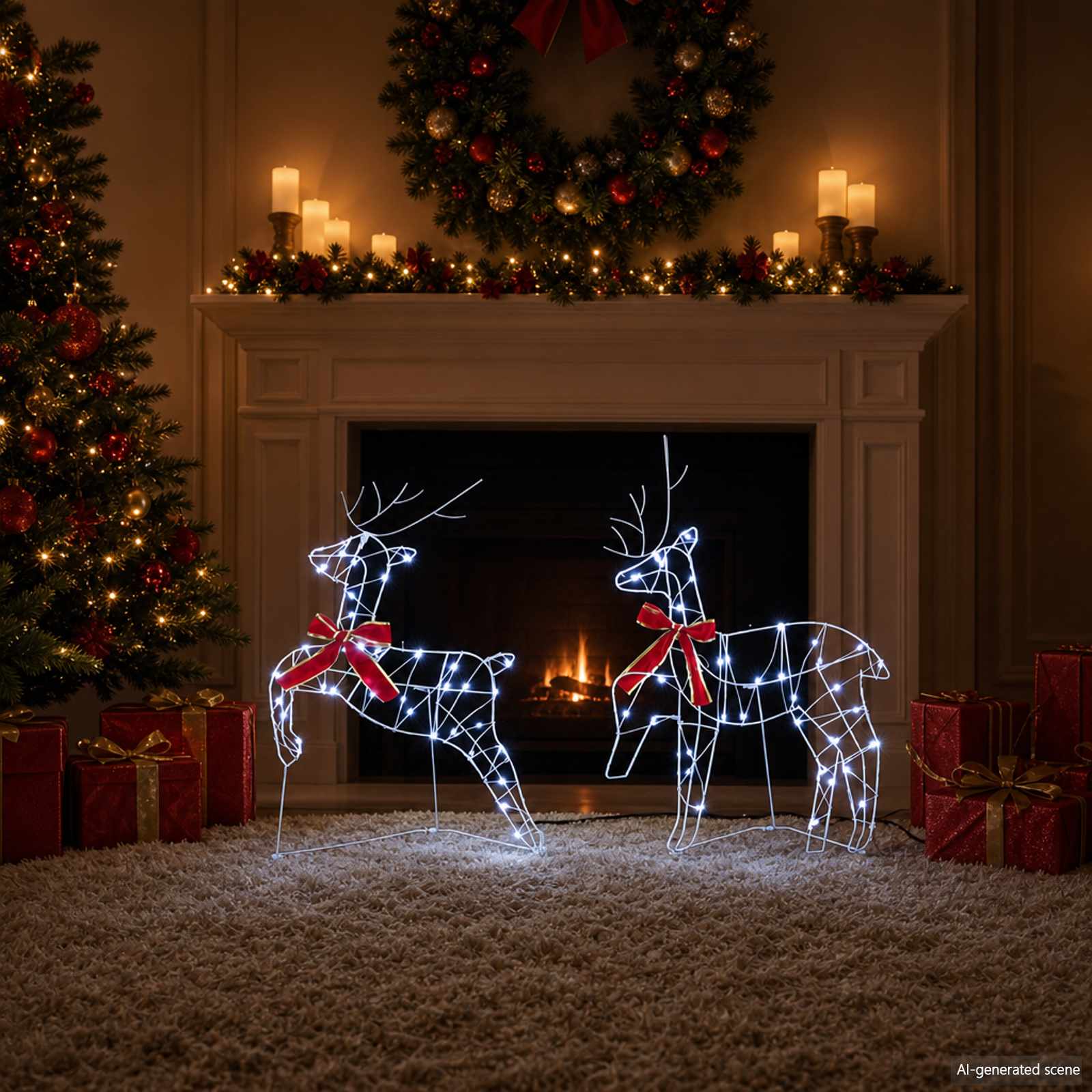 Božični jelenček 6 kos 270 LED Hladno bela