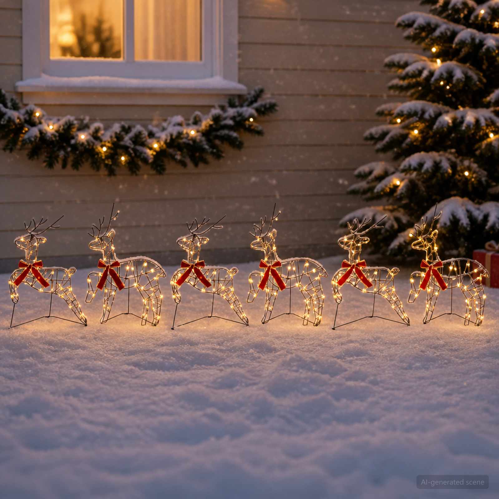vidaXL Kerst Rendier 6 st 270 LED's Warmwit, foto 2