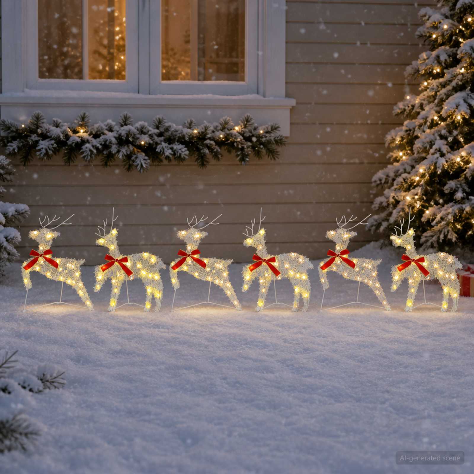 Božični jelenček 6 kos 80 LED Toplo bela 43 x 19 x 65 cm