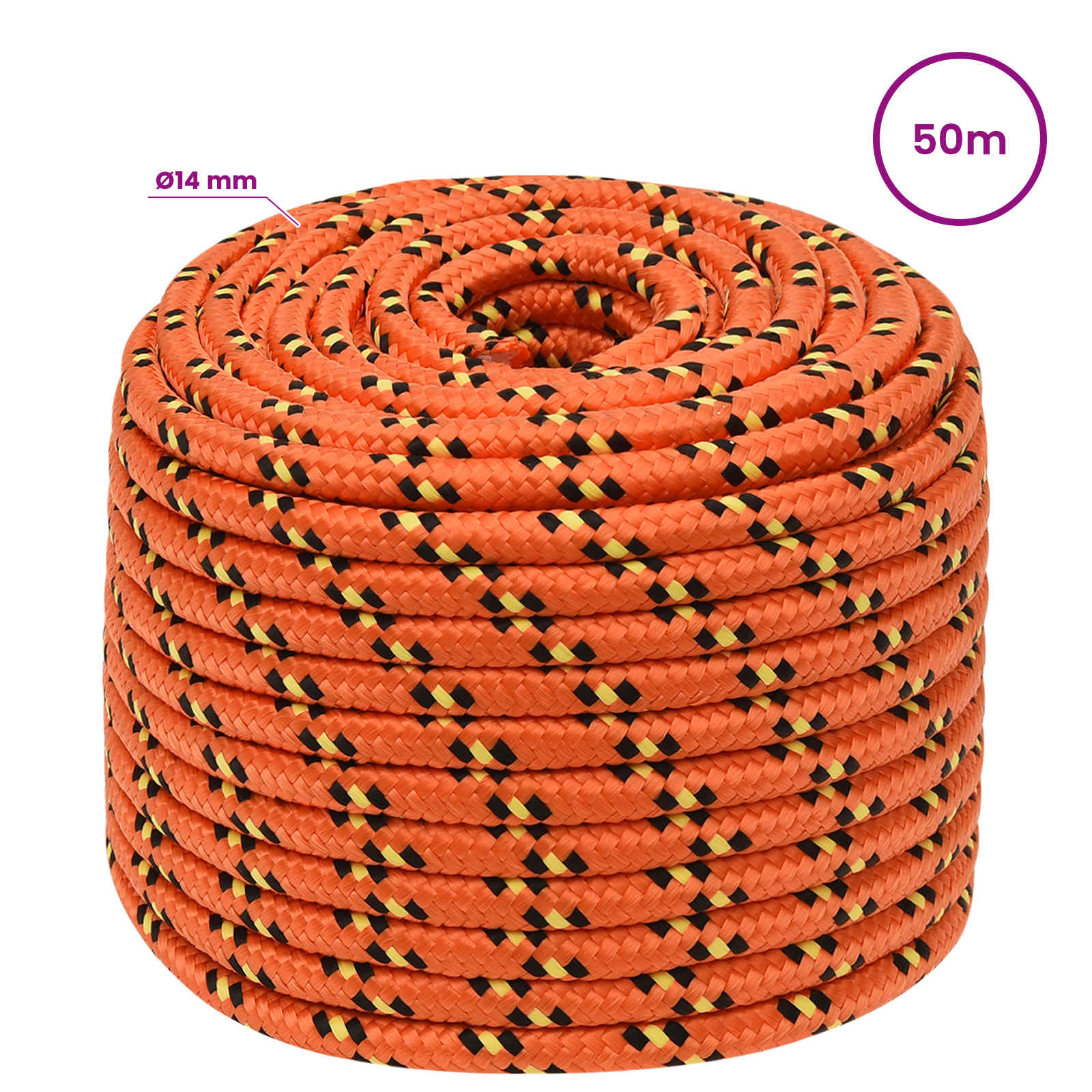 Večnamenska uporabna vrv 14 mm 50 m Oranžna PP