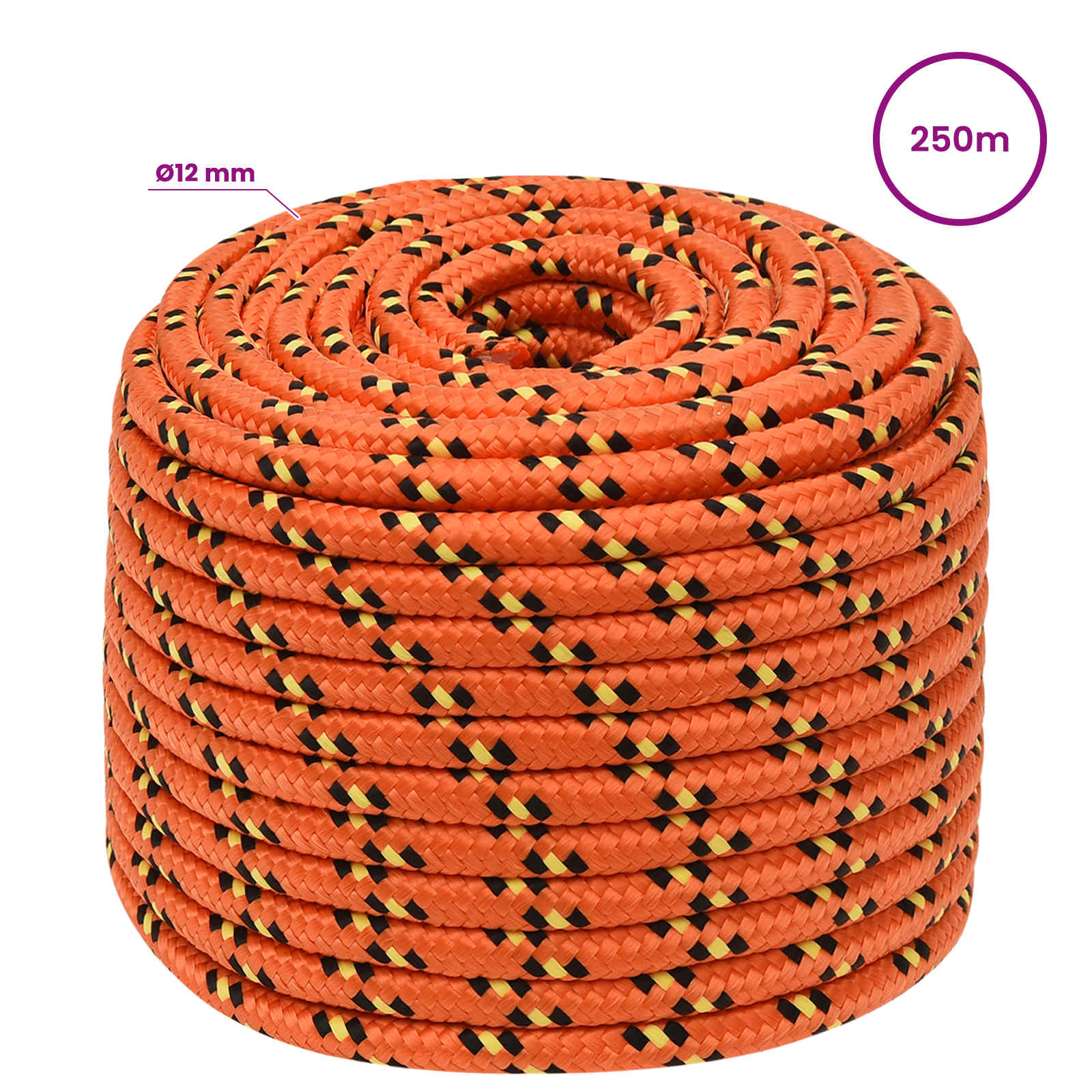 Večnamenska uporabna vrv 12 mm 250 m Oranžna PP