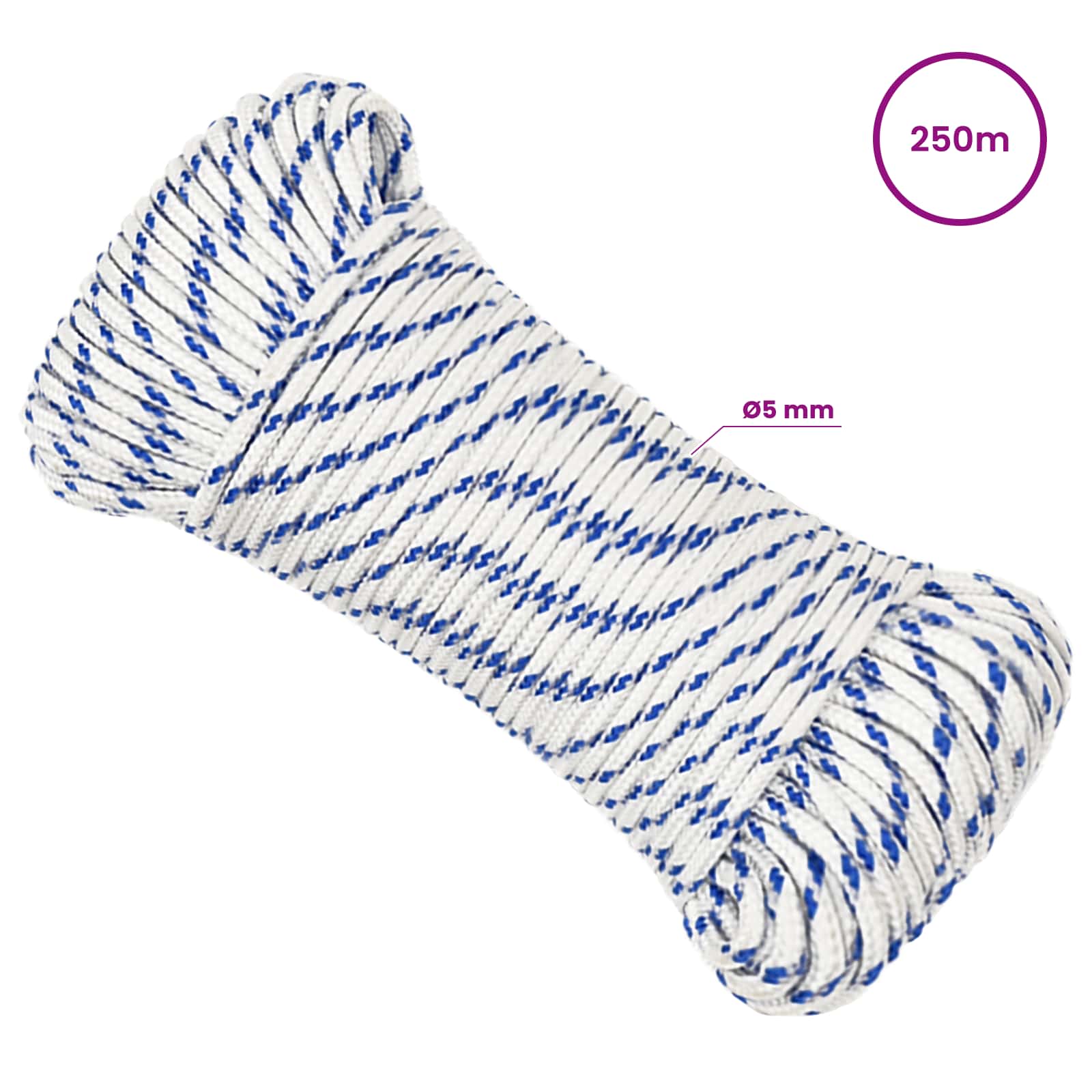 Večnamenska uporabna vrv 5 mm 250 m Bela in modra PP