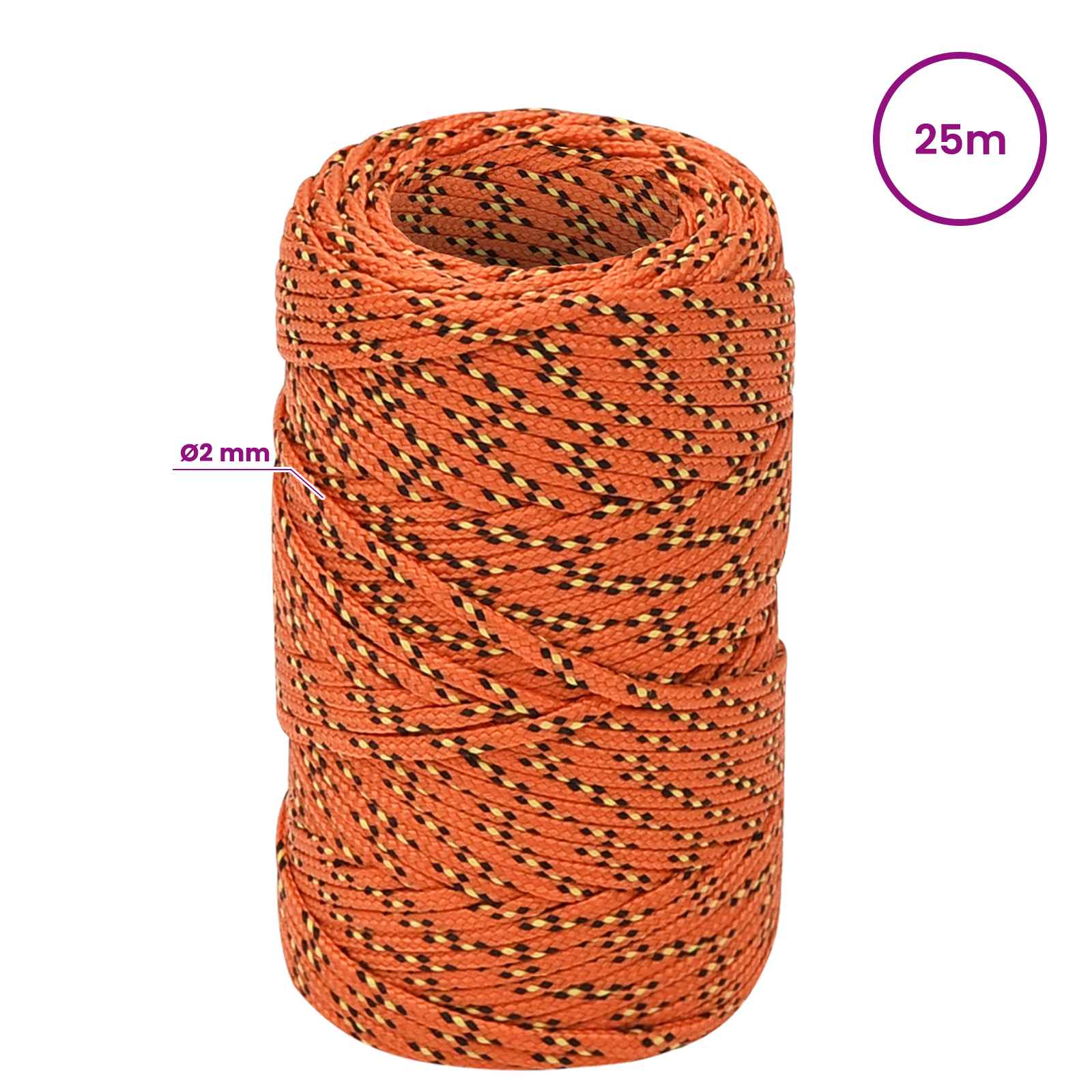 Večnamenska uporabna vrv 2 mm 25 m Oranžna PP