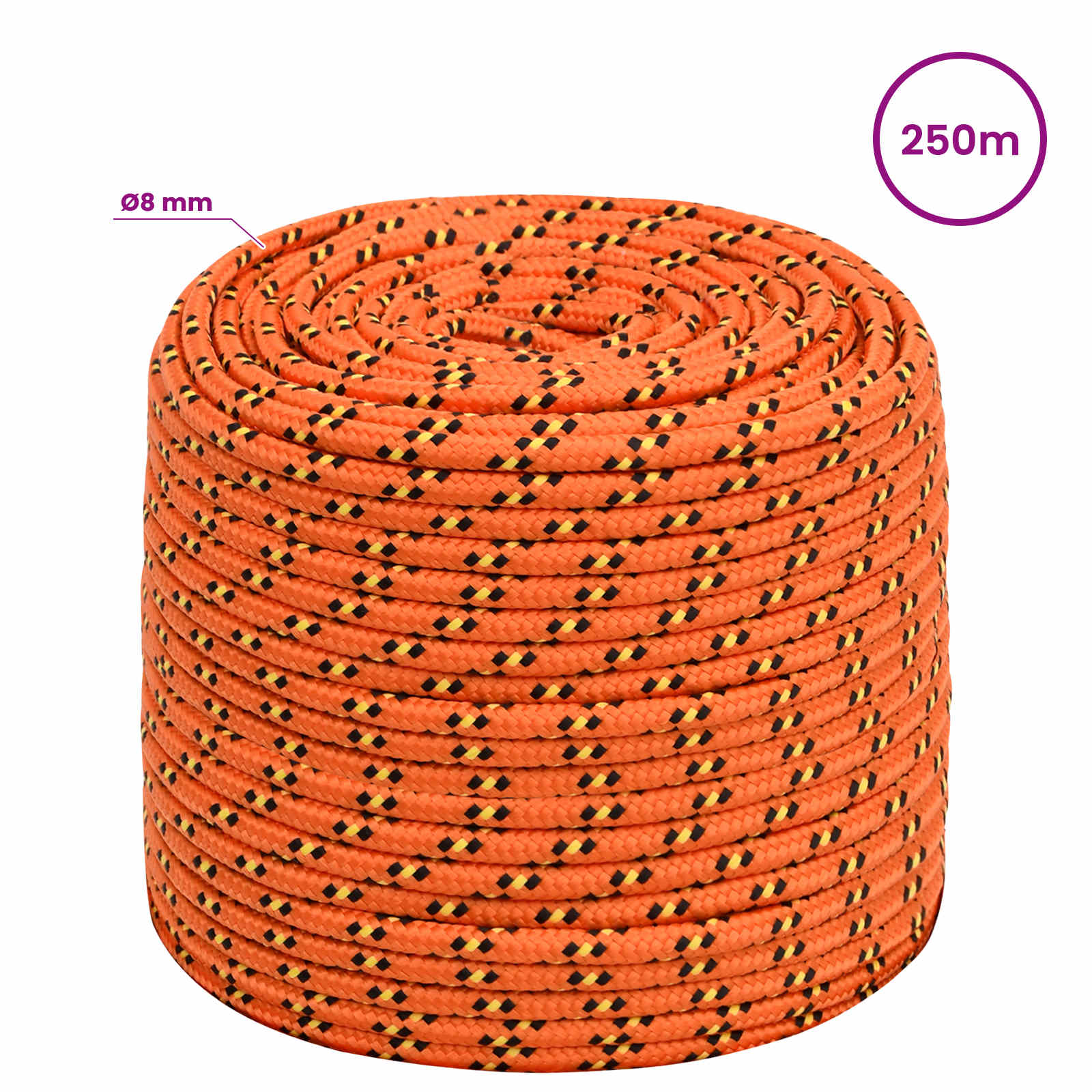 Večnamenska uporabna vrv 8 mm 250 m Oranžna PP