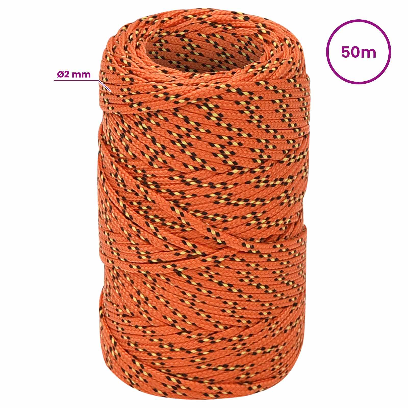 Večnamenska uporabna vrv 2 mm 50 m Oranžna PP