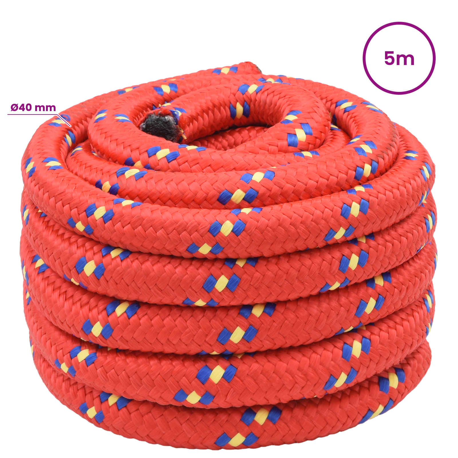 Večnamenska uporabna vrv 40 mm 5 m Rdeča PP