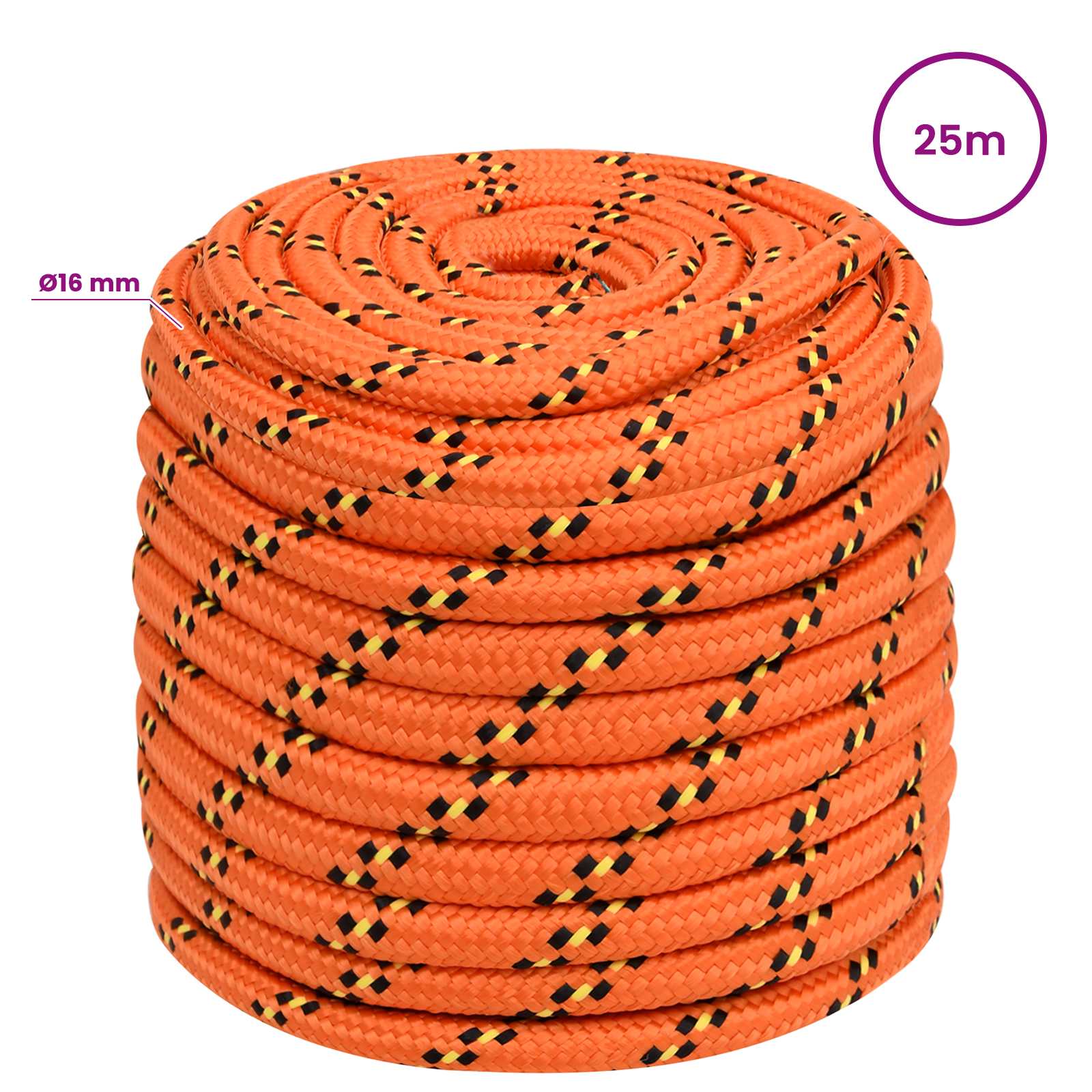 Večnamenska uporabna vrv 16 mm 25 m Oranžna PP
