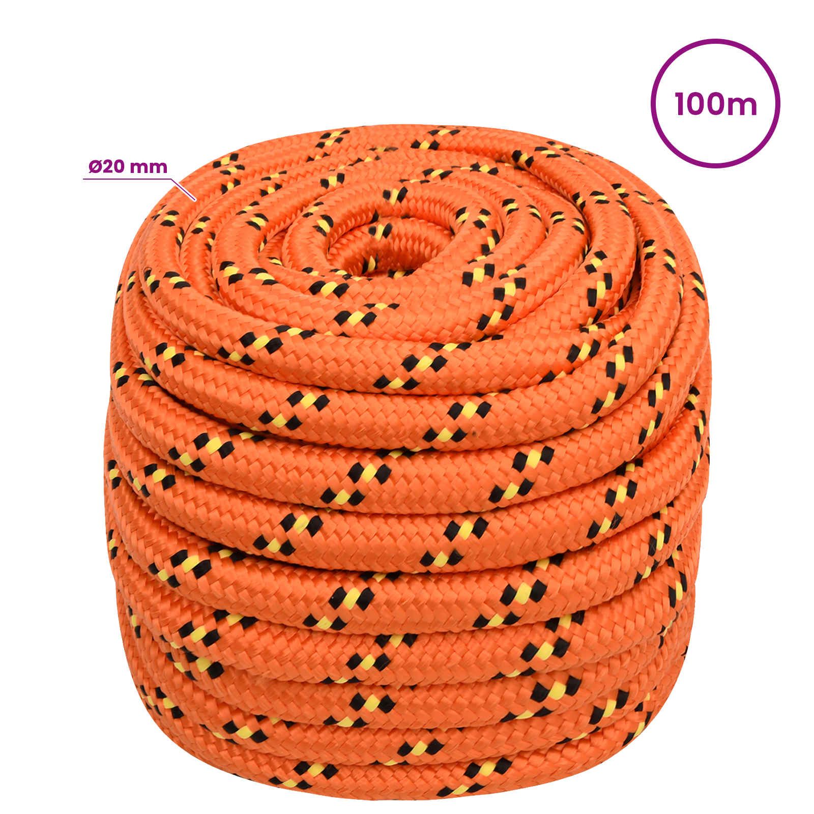 Večnamenska uporabna vrv 20 mm 100 m Oranžna PP