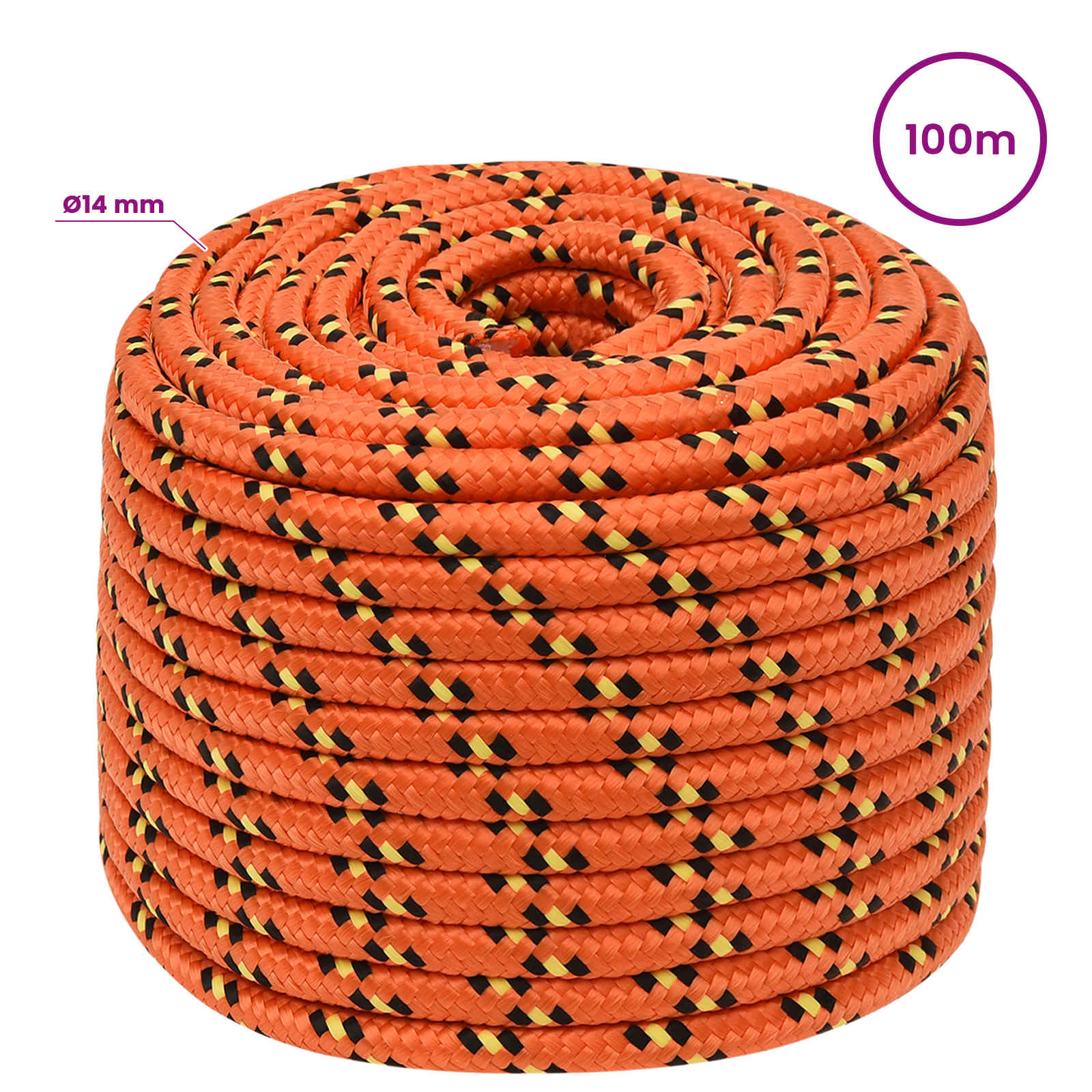 Večnamenska uporabna vrv 14 mm 100 m Oranžna PP